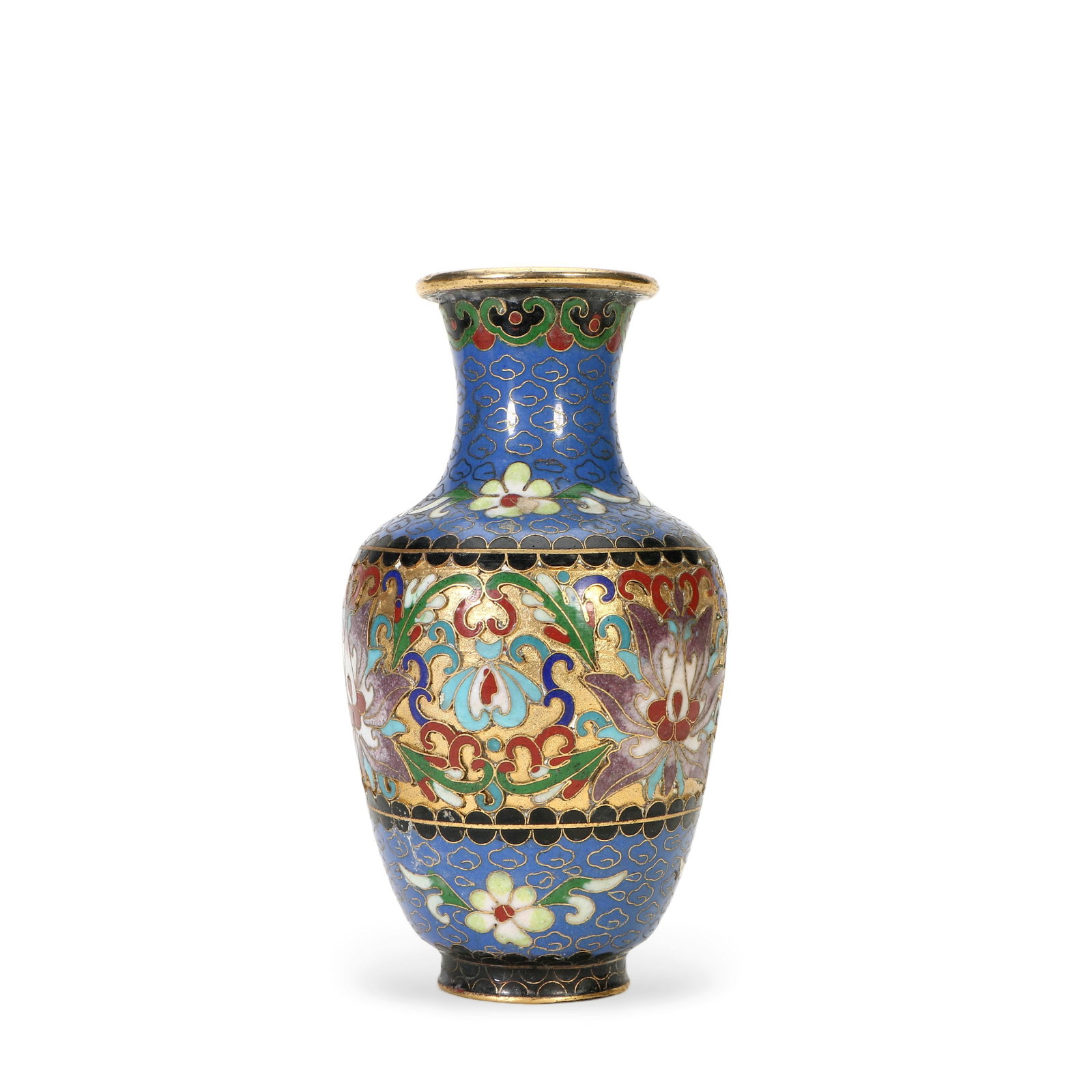 Bronze Cloisonn?? Enamel Vase: 14cm, high and 7cm, wide