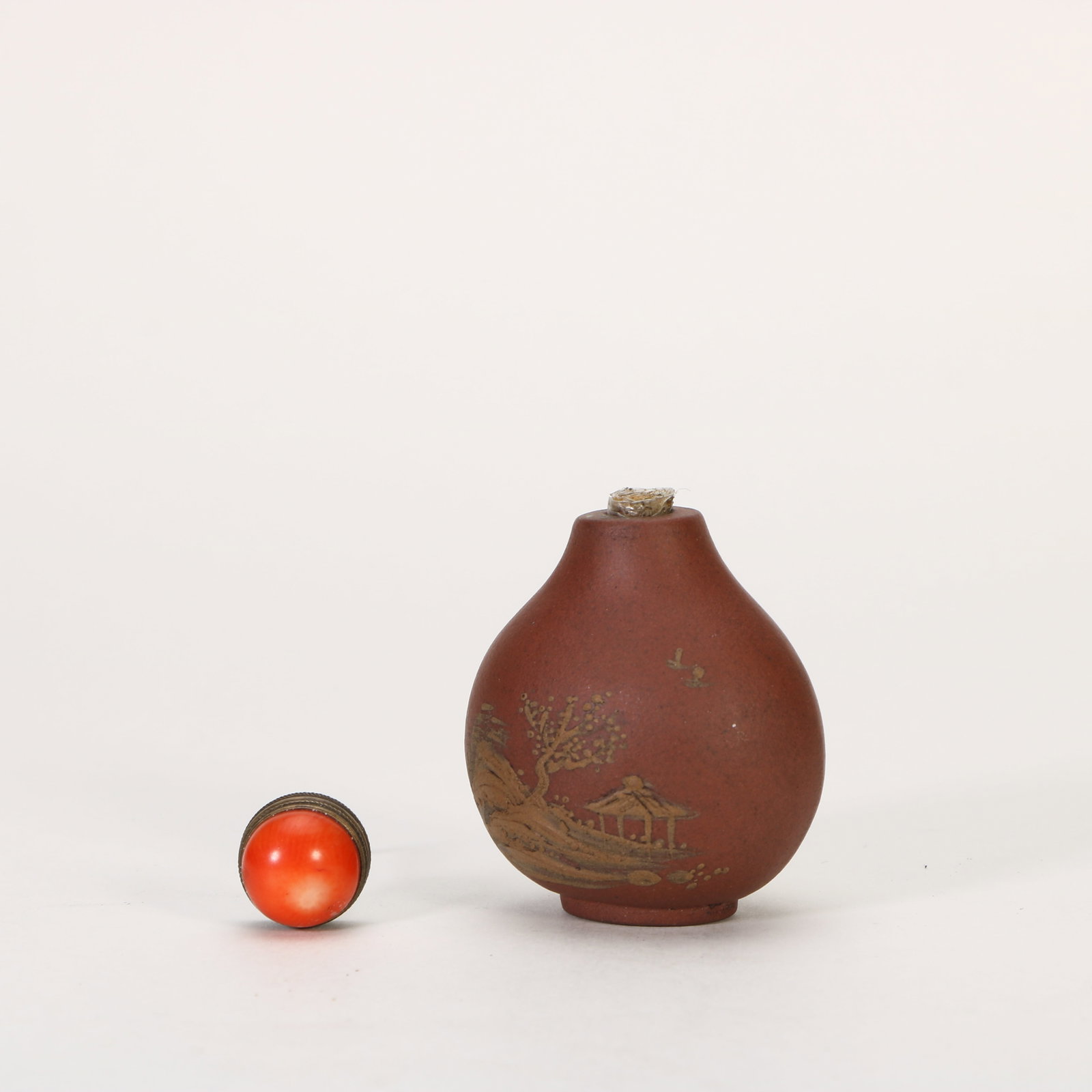 Zisha Snuff Bottle with Landscape Pattern - 2
