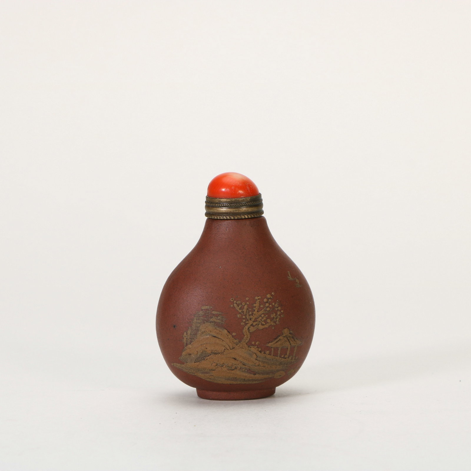 Zisha Snuff Bottle with Landscape Pattern - 3