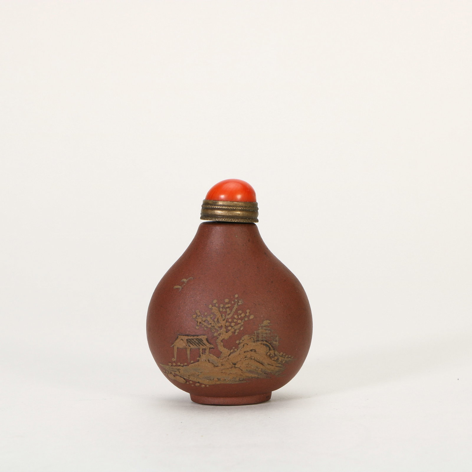 Zisha Snuff Bottle with Landscape Pattern - 4
