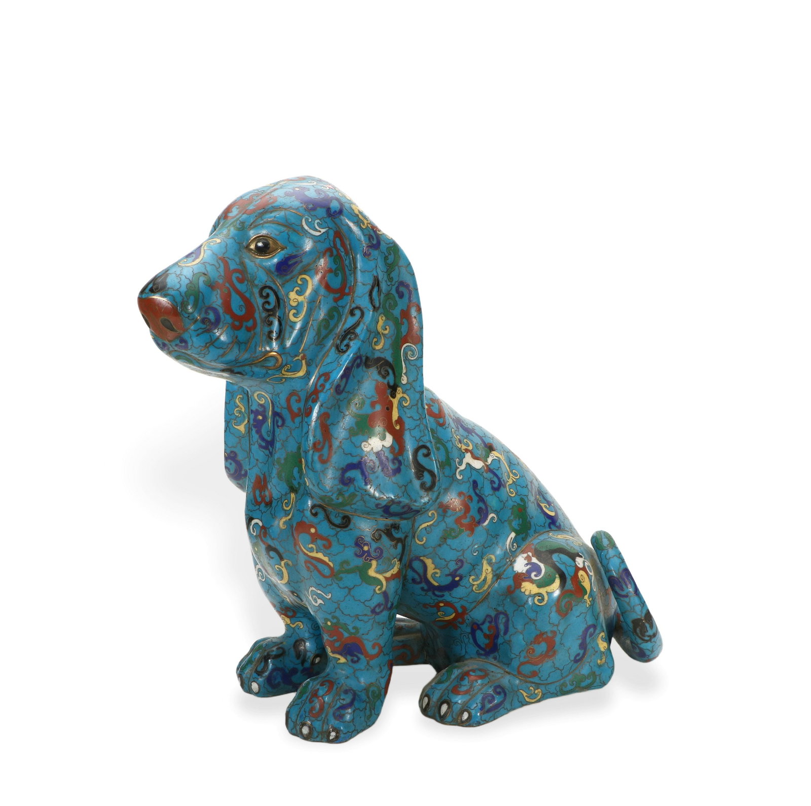 Cloisonn?? Dog: H 36cm, L 19cm, W 19cm