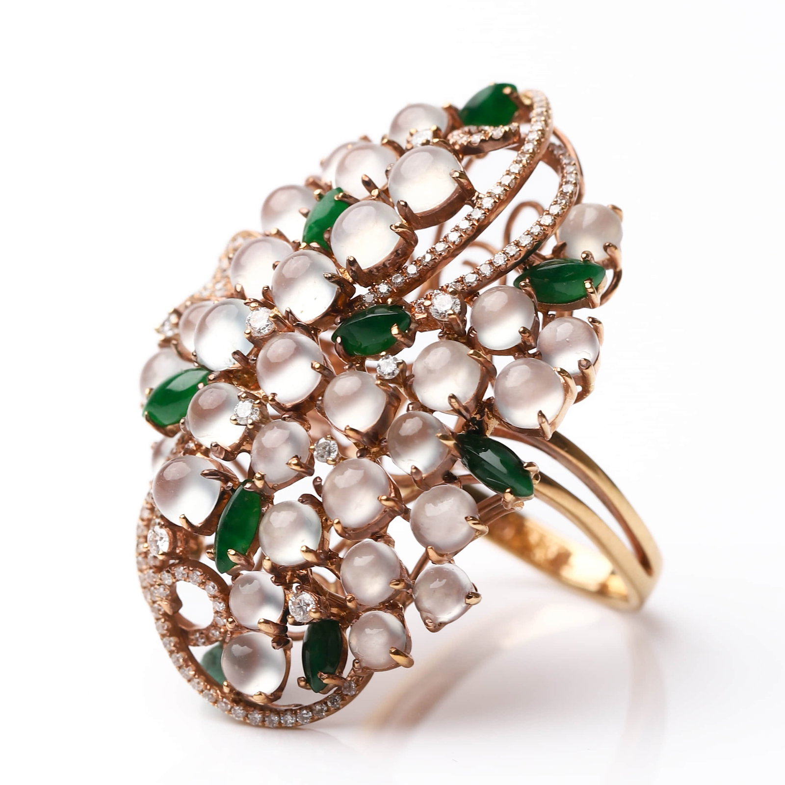 JADEITE, DIAMOND AND GOLD RING - 2