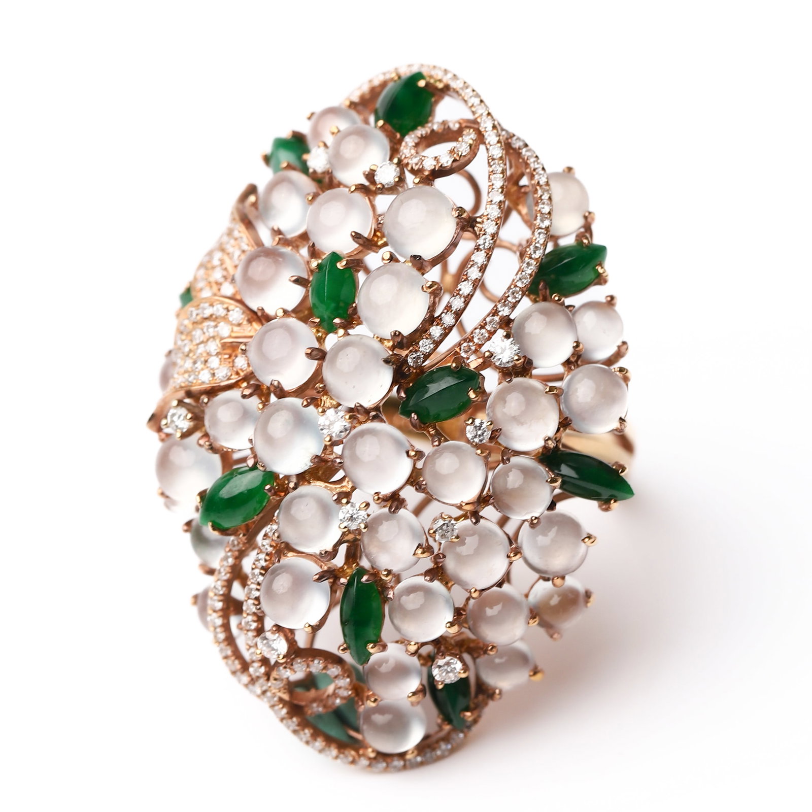 JADEITE, DIAMOND AND GOLD RING - 3