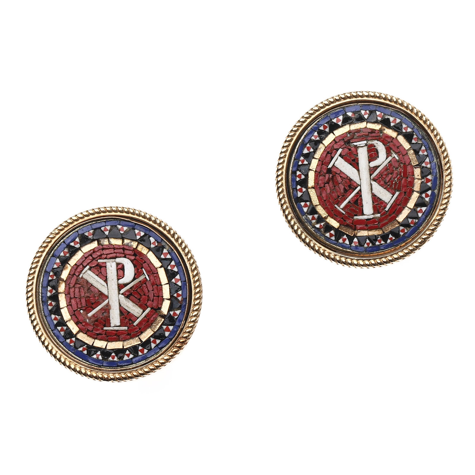 A PAIR OF MICROMOSAIC GOLD EARRINGS (1 of 8)