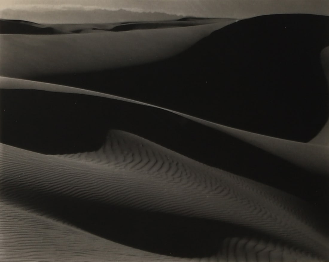 EDWARD WESTON(1886-1958)DUNES, OCEANO: Artist EDWARD WESTON(1886-1958) Title DUNES, OCEANO Medium Gelatin silver photograph, mounted on board Signature Signed in pencil on the lower right of the photograph Dimensions Photograph: 7 1/2 ×