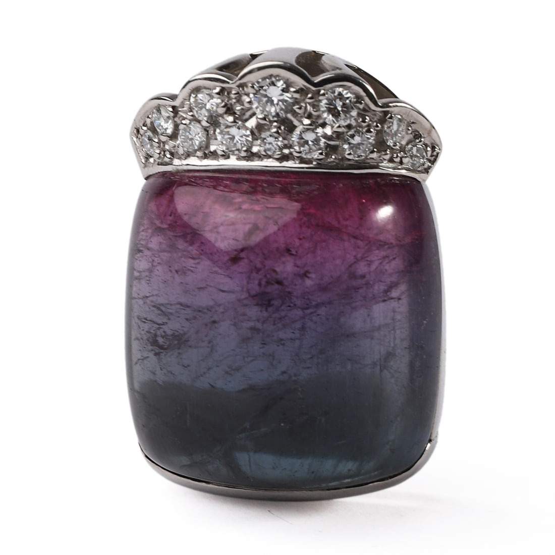 A PLATINUM, GEMSTONE AND DIAMOND RING MOUNT - 4