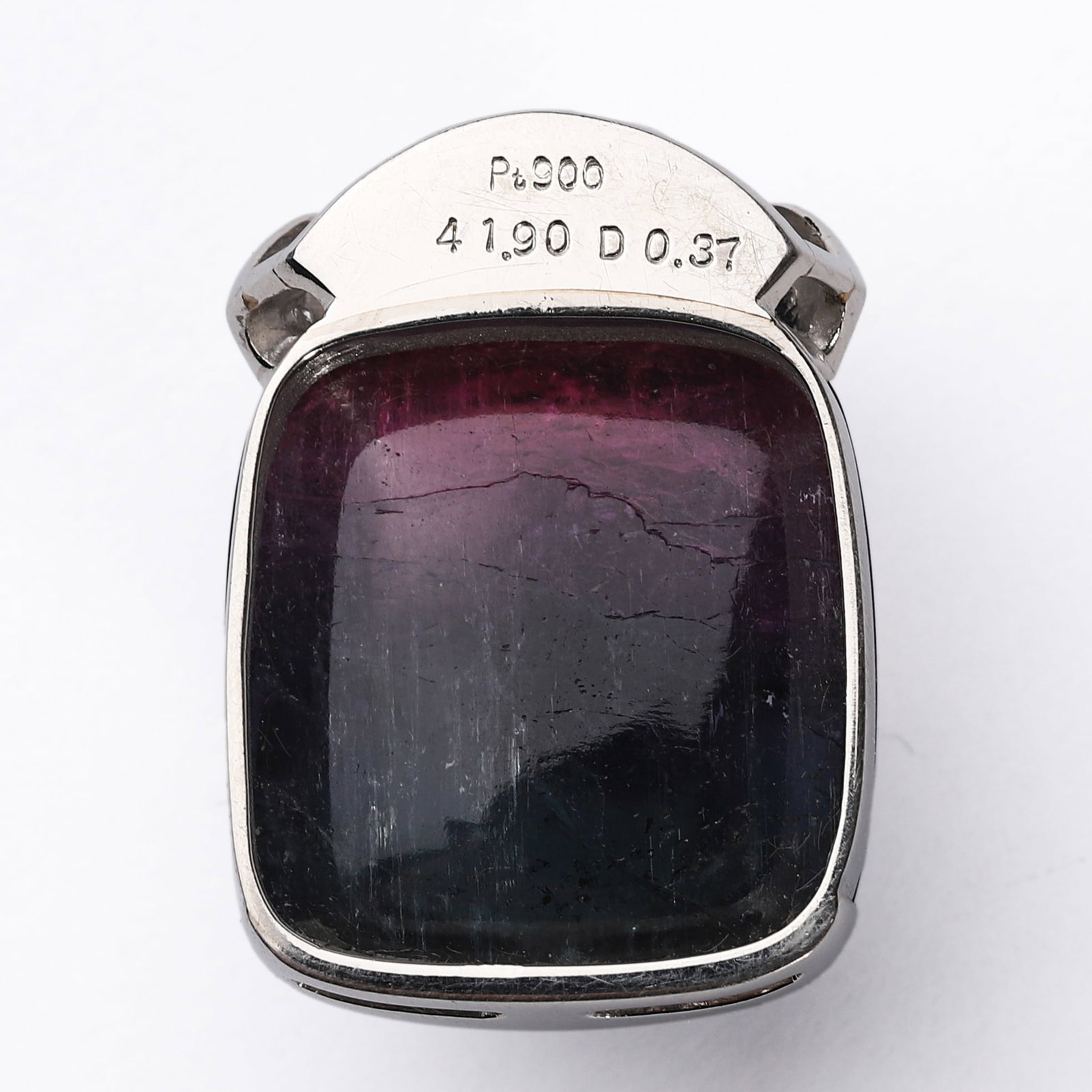 A PLATINUM, GEMSTONE AND DIAMOND RING MOUNT - 5