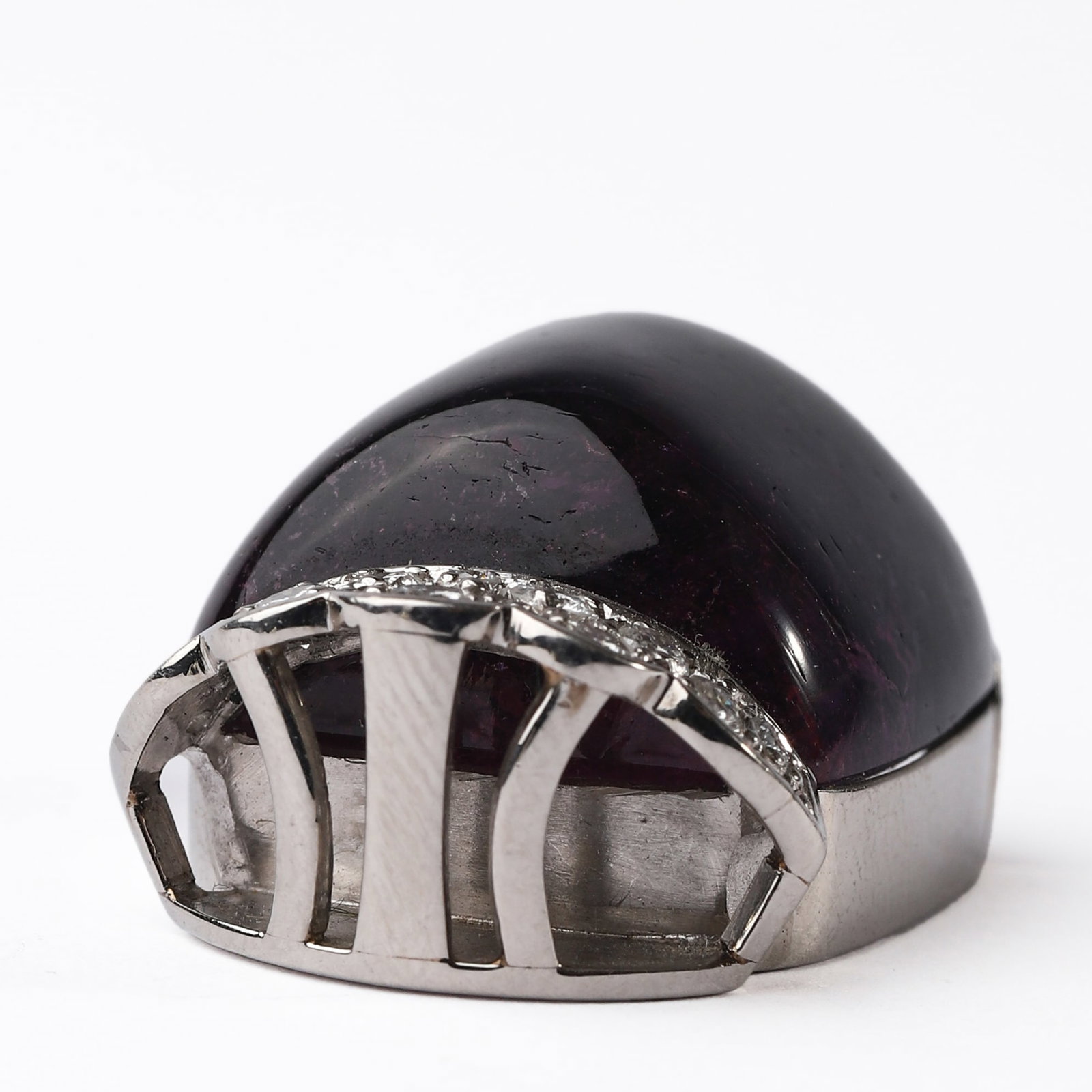 A PLATINUM, GEMSTONE AND DIAMOND RING MOUNT - 7