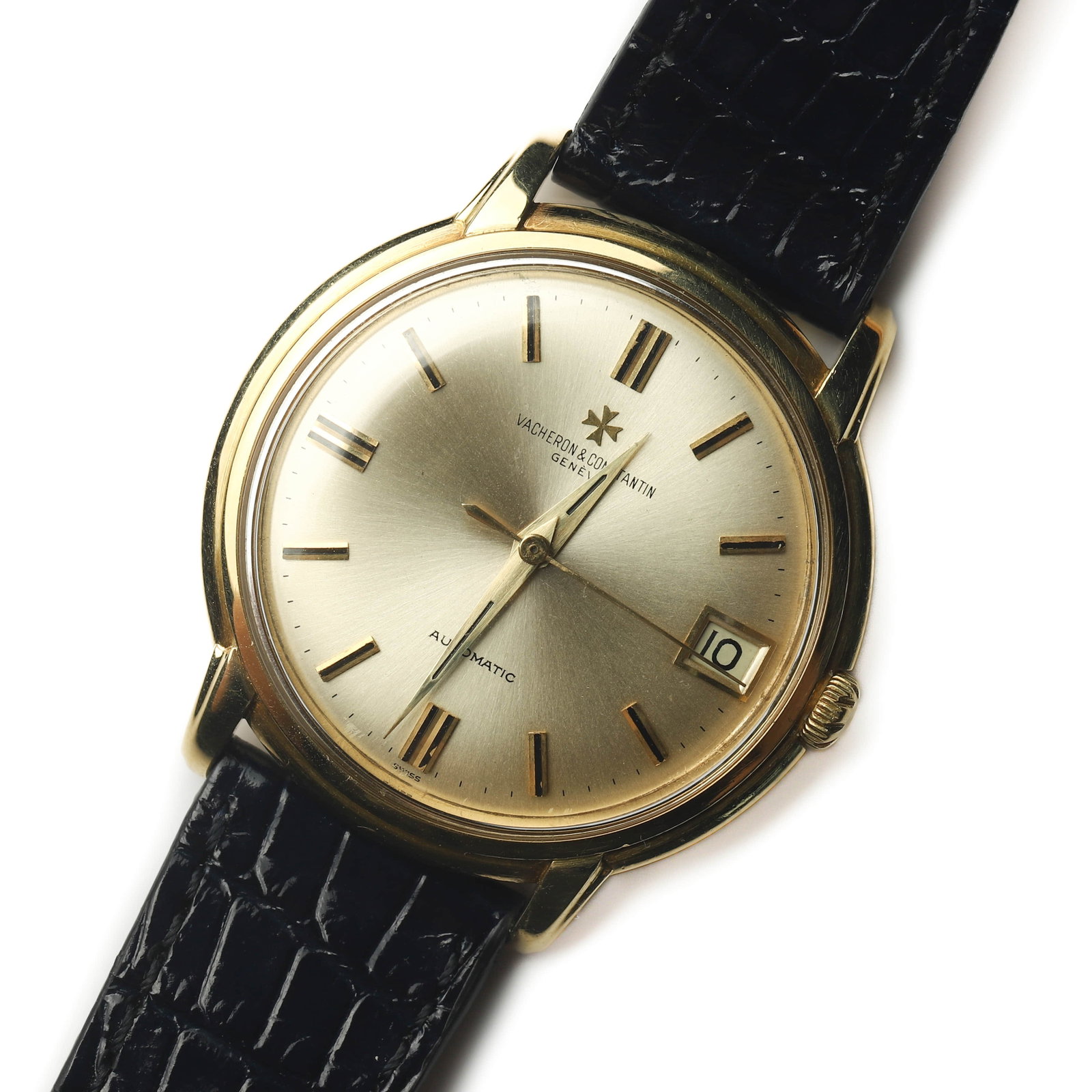 VACHERON CONSTANTIN 18K GOLD AUTOMATIC WRISTWATCH: Dimensions Overall Length: 9 3/16 in. (23.3 cm) Case Diameter: 1 7/16 in. (3.7 cm) Weight: 46.7 g Description An elegant Vacheron Constantin gentleman's 18K yellow gold automatic wristwatch featuring