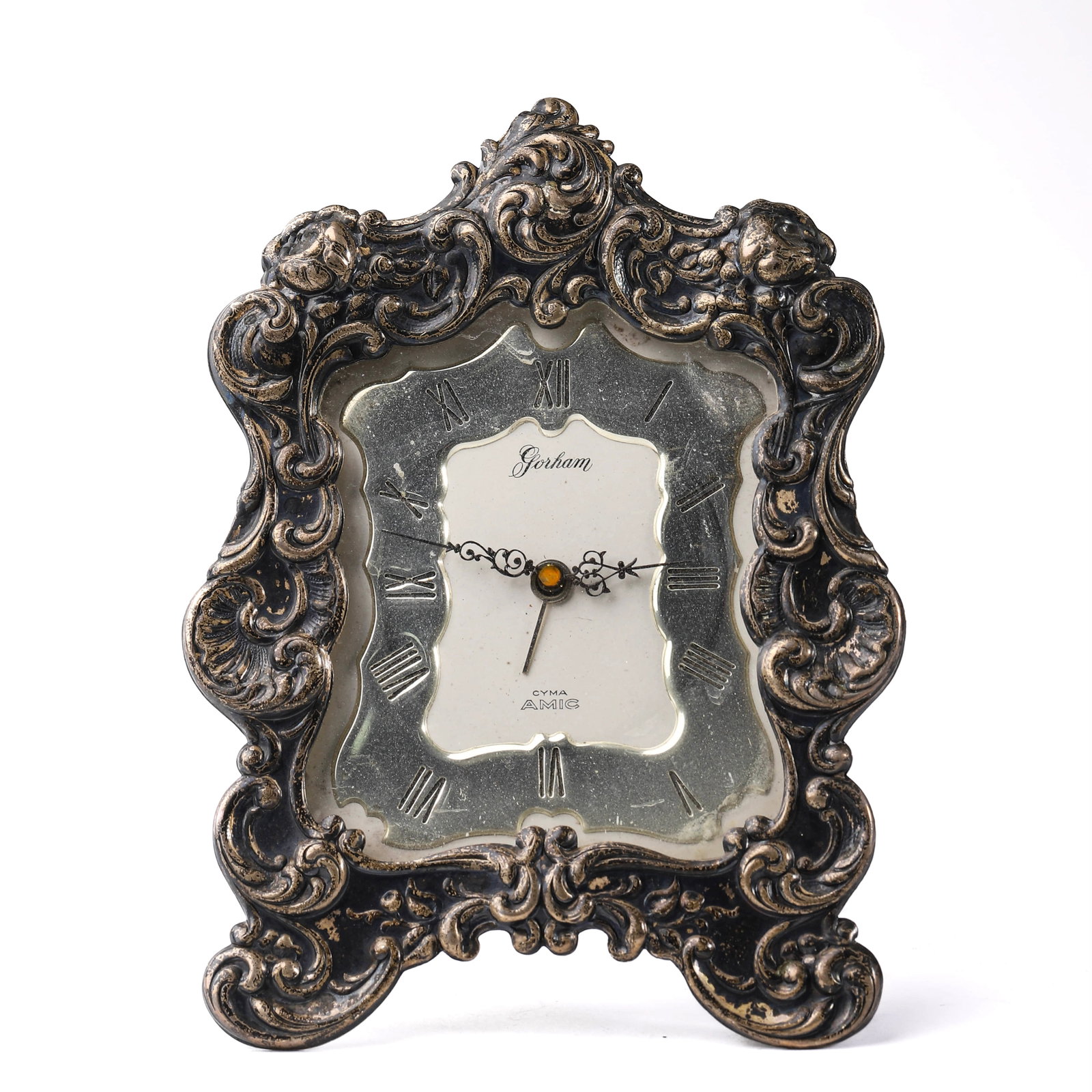 Swiss Silvered Ornate Table Clock by Gorham (1 of 3)