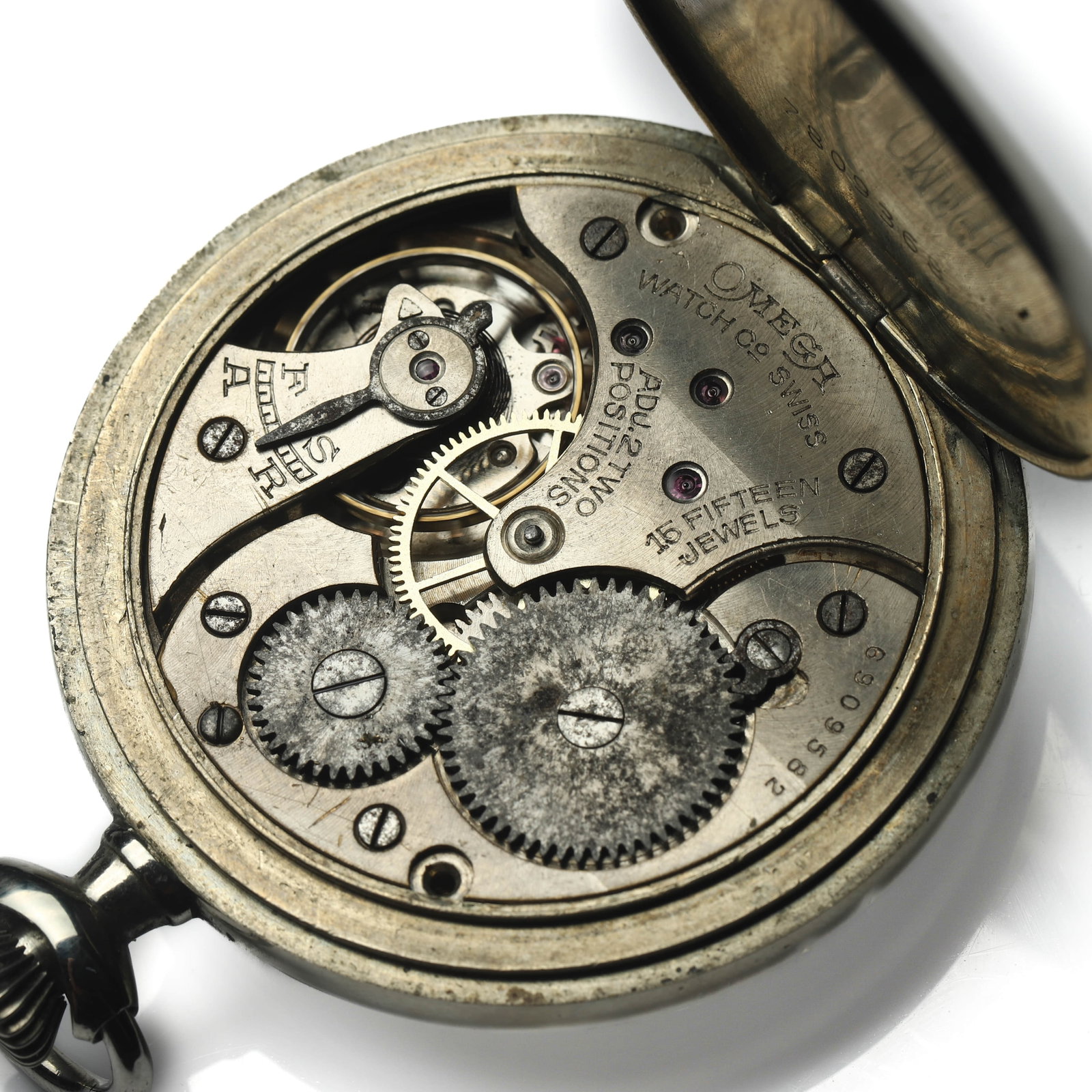 OMEGA OPEN FACE POCKET WATCH - 3