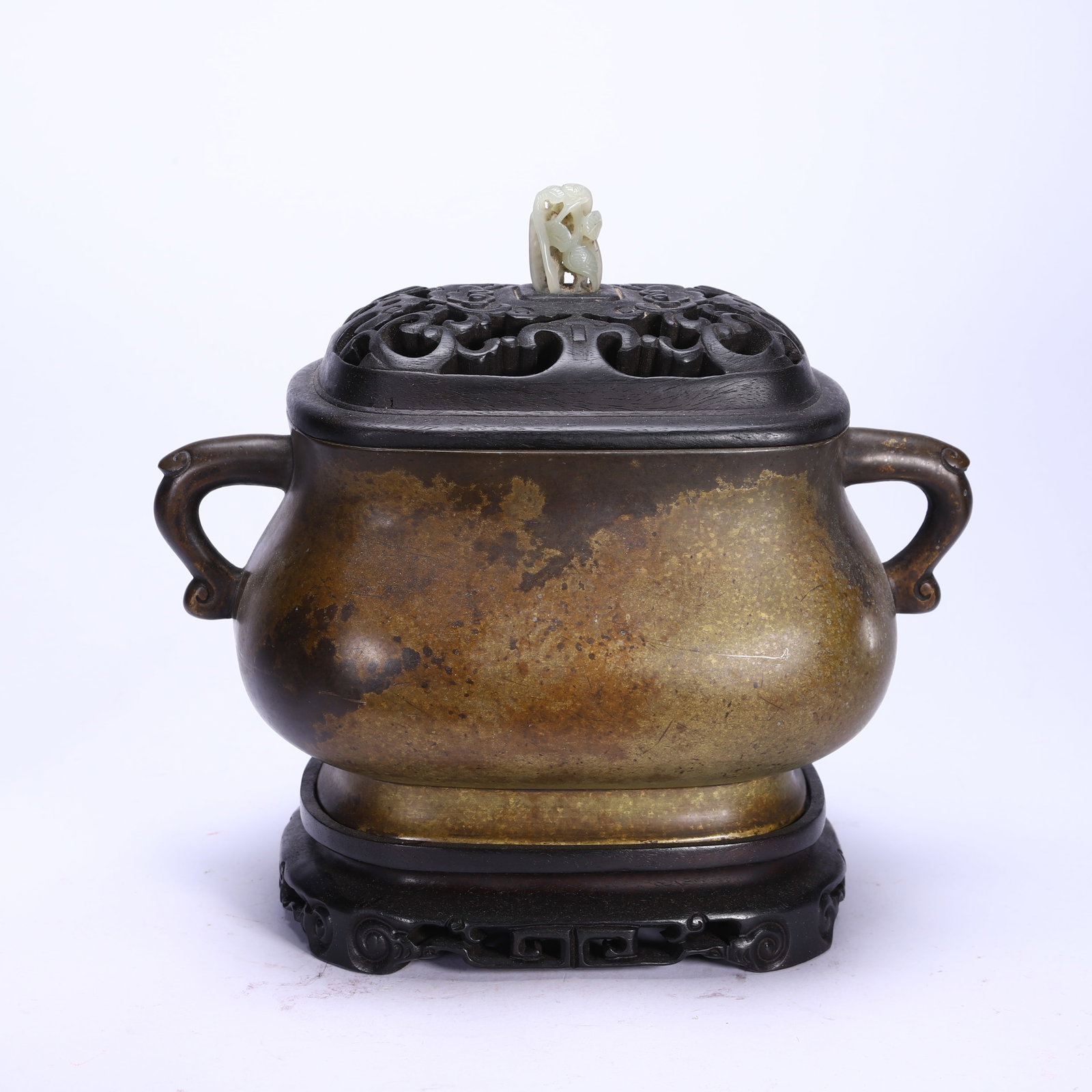 Bronze Incense Burner: Length 24cm, Width 14cm, Height 20cm