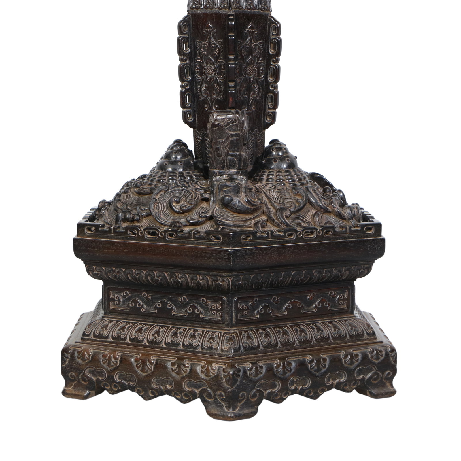 Rosewood Hexagonal Table with Dragon Design - 4