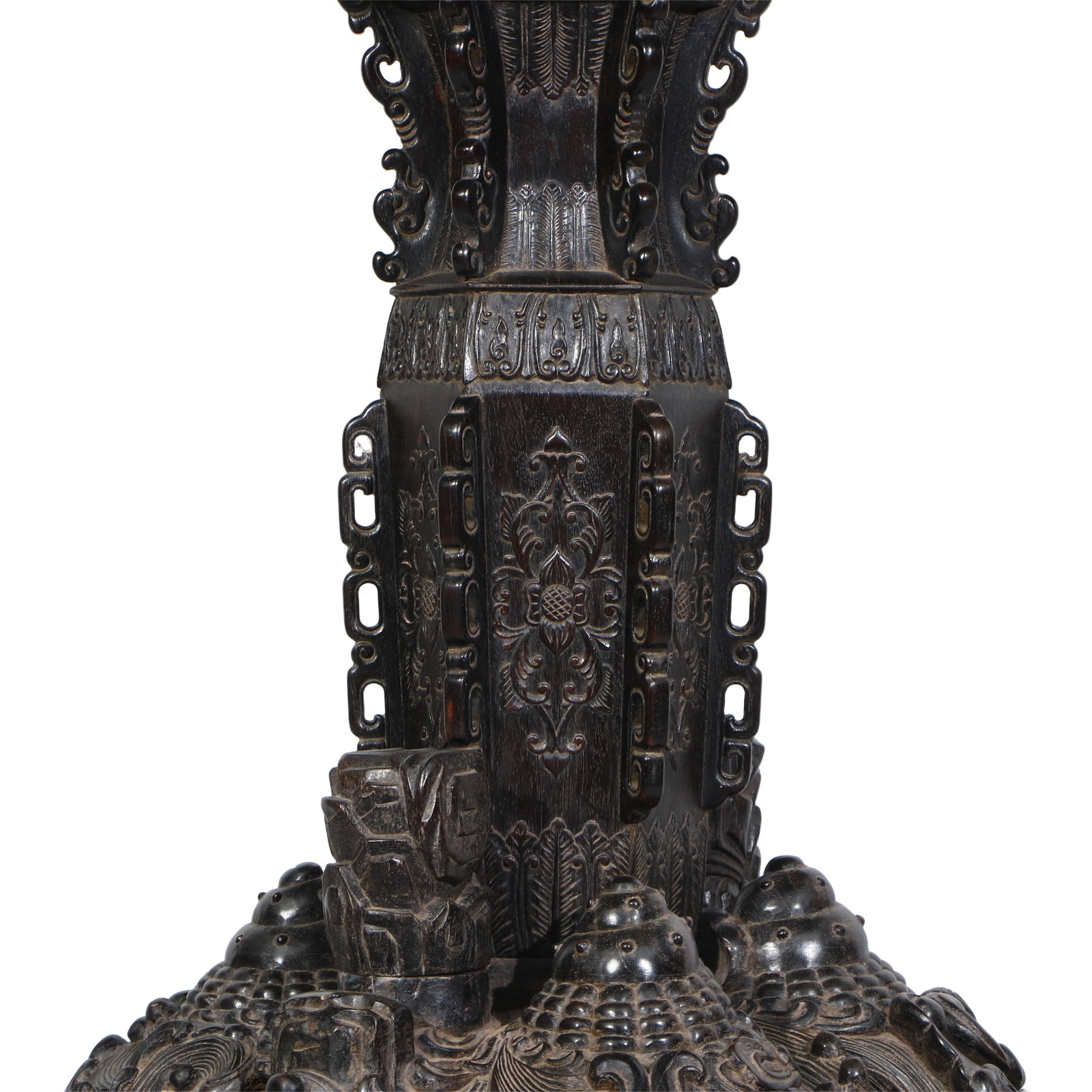 Rosewood Hexagonal Table with Dragon Design - 6