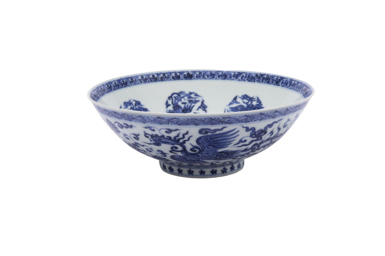 Ming Dynasty Blue and White Bowl: Diameter 20.3cm, Height 7cm, Weight 380g