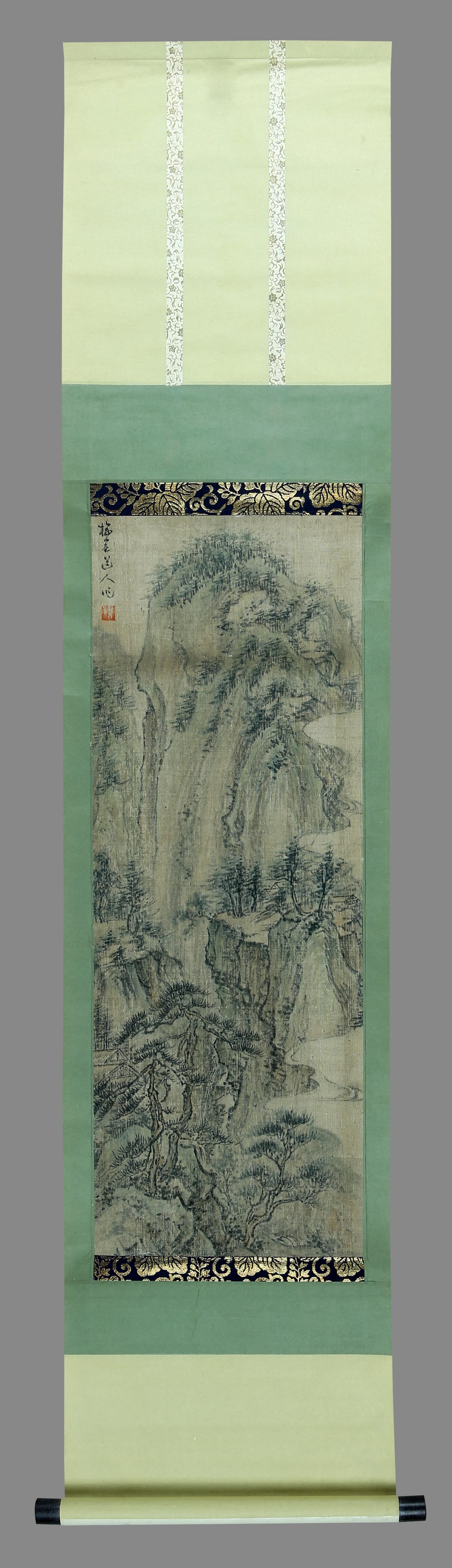 A landscape painting by Wu Zhen on paper (hanging scroll): Length 80cm Width 29cm