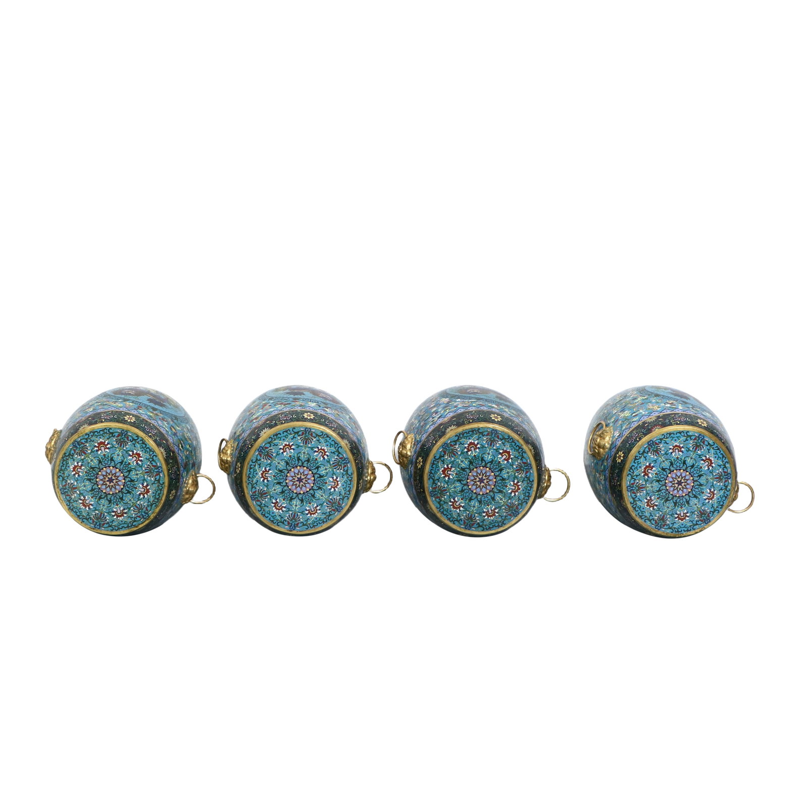 Four cloisonn?? drum stools with auspicious beast patterns - 8