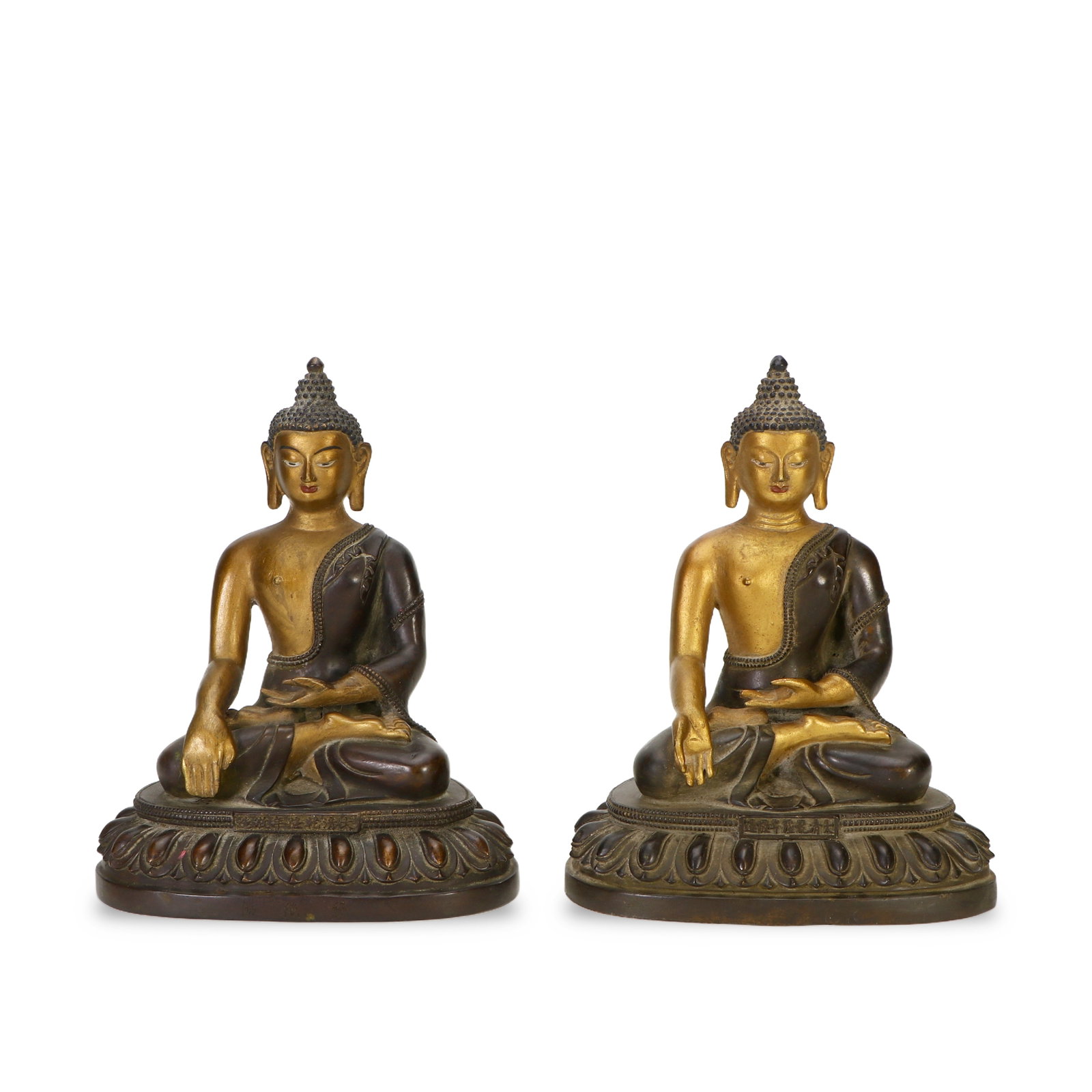 Gilded Bronze Buddha Statue of the Two Worlds: Height 17.5cm Width 13cm