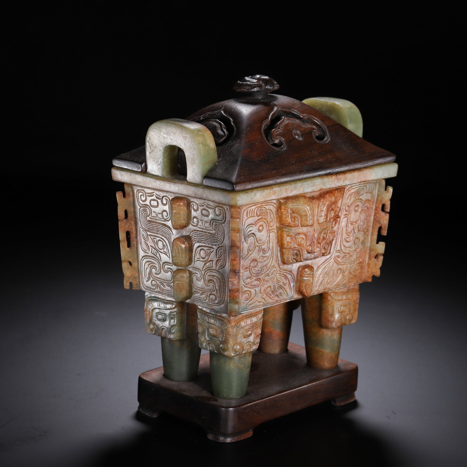 Hetian jade taotie pattern censer - 4