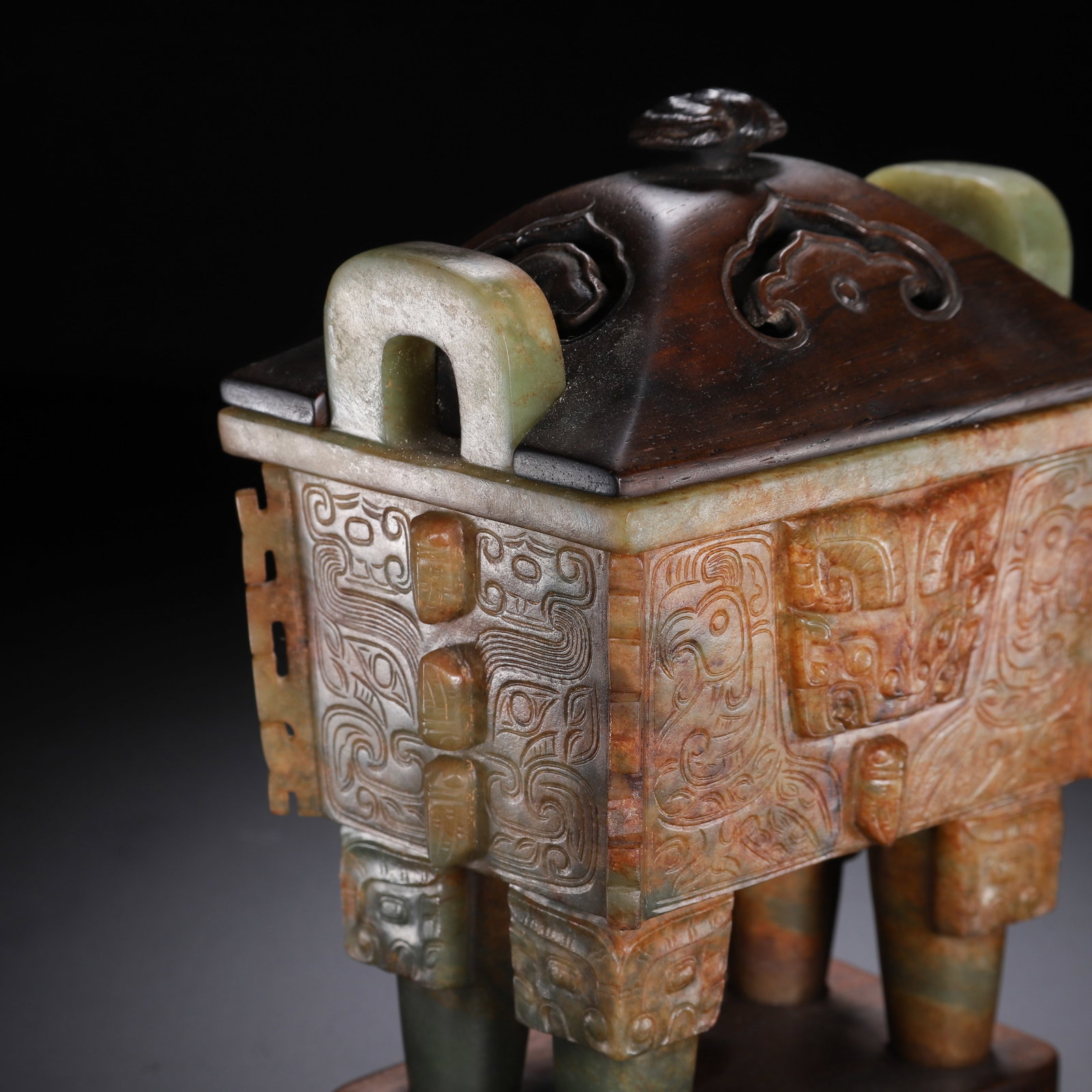 Hetian jade taotie pattern censer - 5
