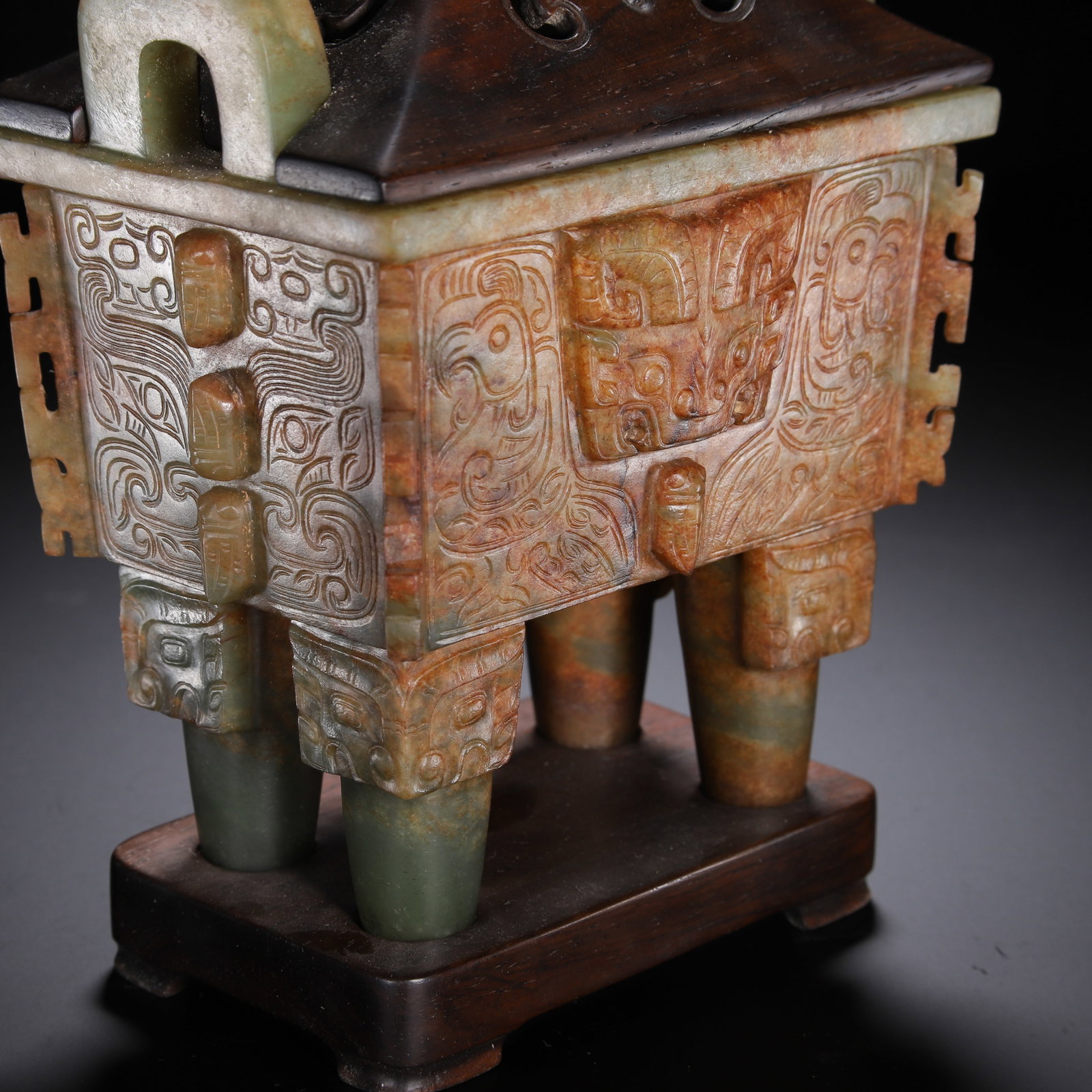 Hetian jade taotie pattern censer - 6