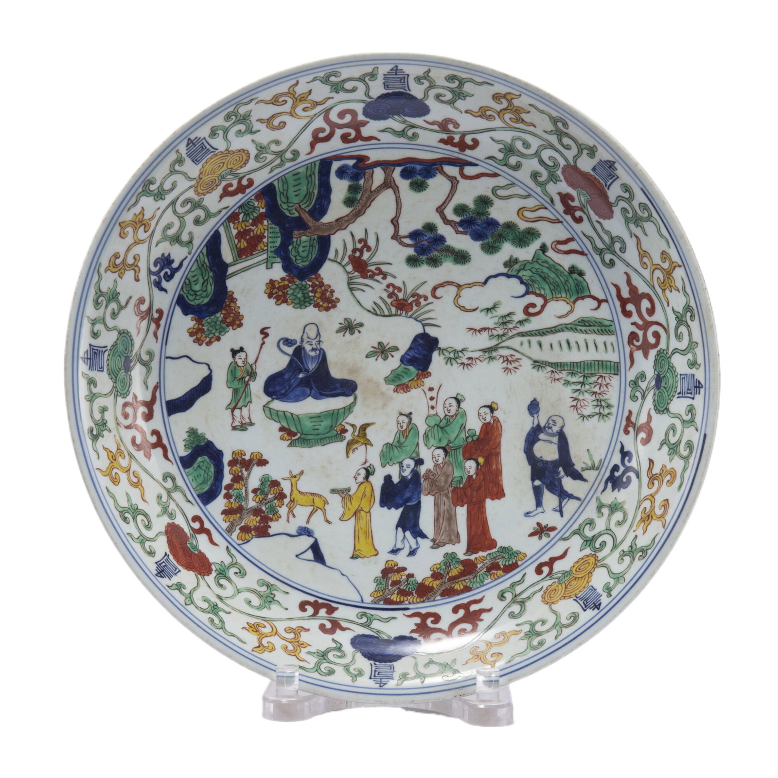Wanli Five-Color Plate of the Ming Dynasty: Diameter 43.5cm, Height 7.6cm