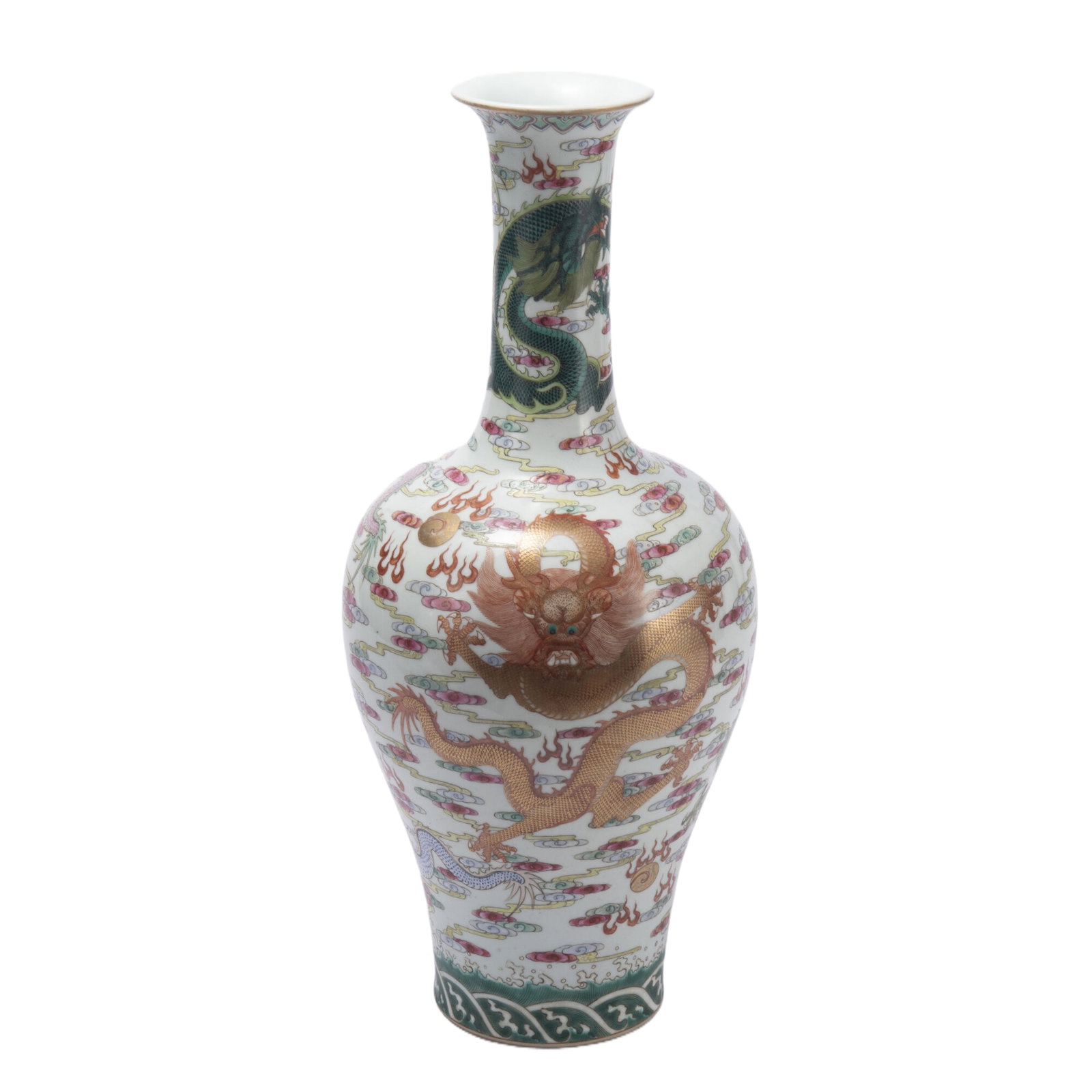Qianlong period famille rose vase: Diameter 17cm, Height 41cm, Weight 2210g