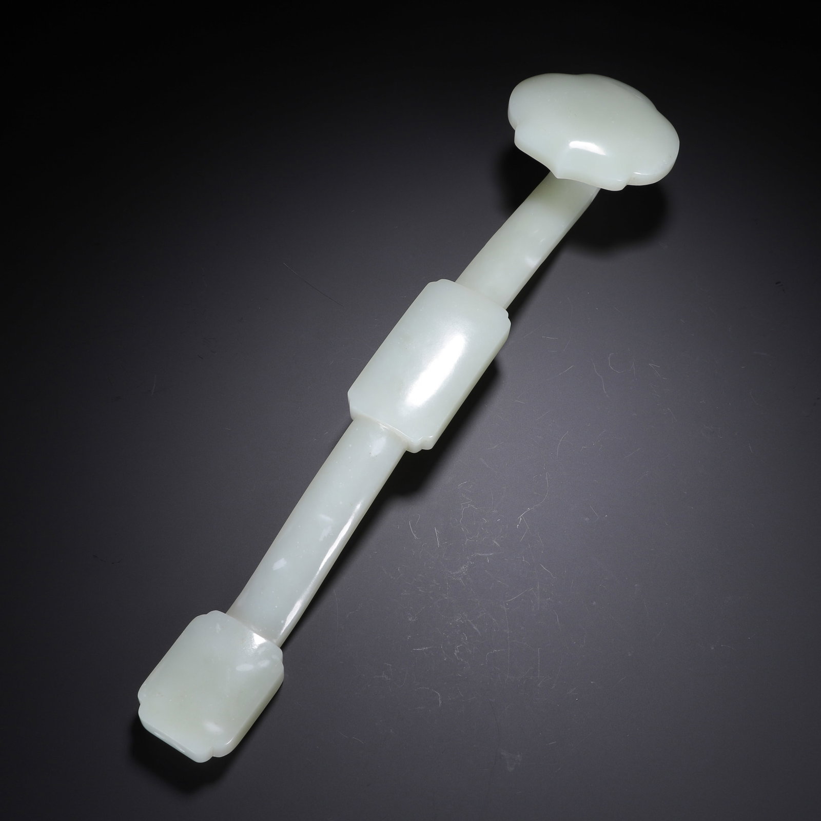 Hetian white jade ruyi: 39.5cm long