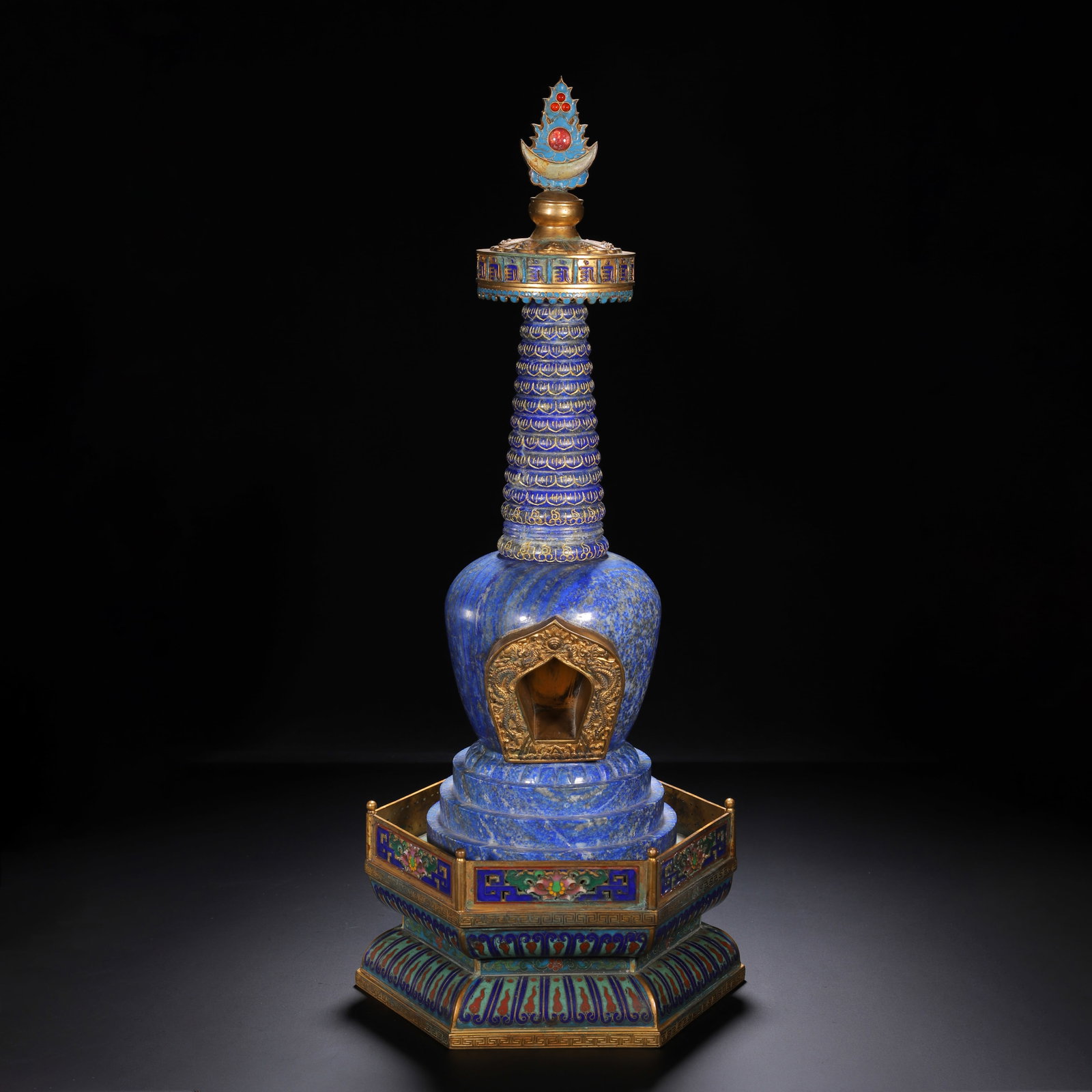 Lapis Lazuli Buddha Niche: Length 20cm, Width 20cm, Height 50cm