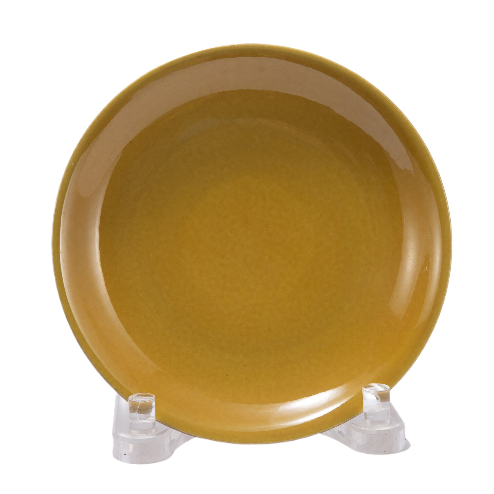 Ming Dynasty Chenghua Yellow Glazed Plate: Diameter 23cm, Height 4cm, Weight 560g