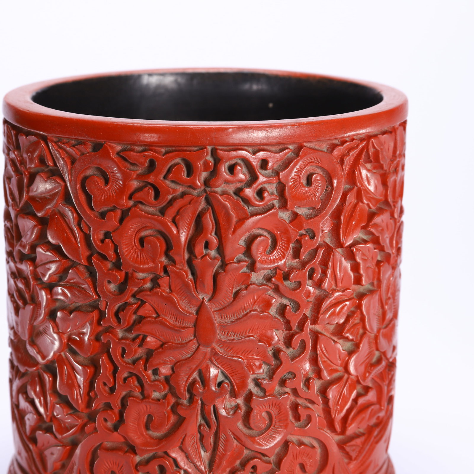 Carved Red Lacquer Pen Holder - 3