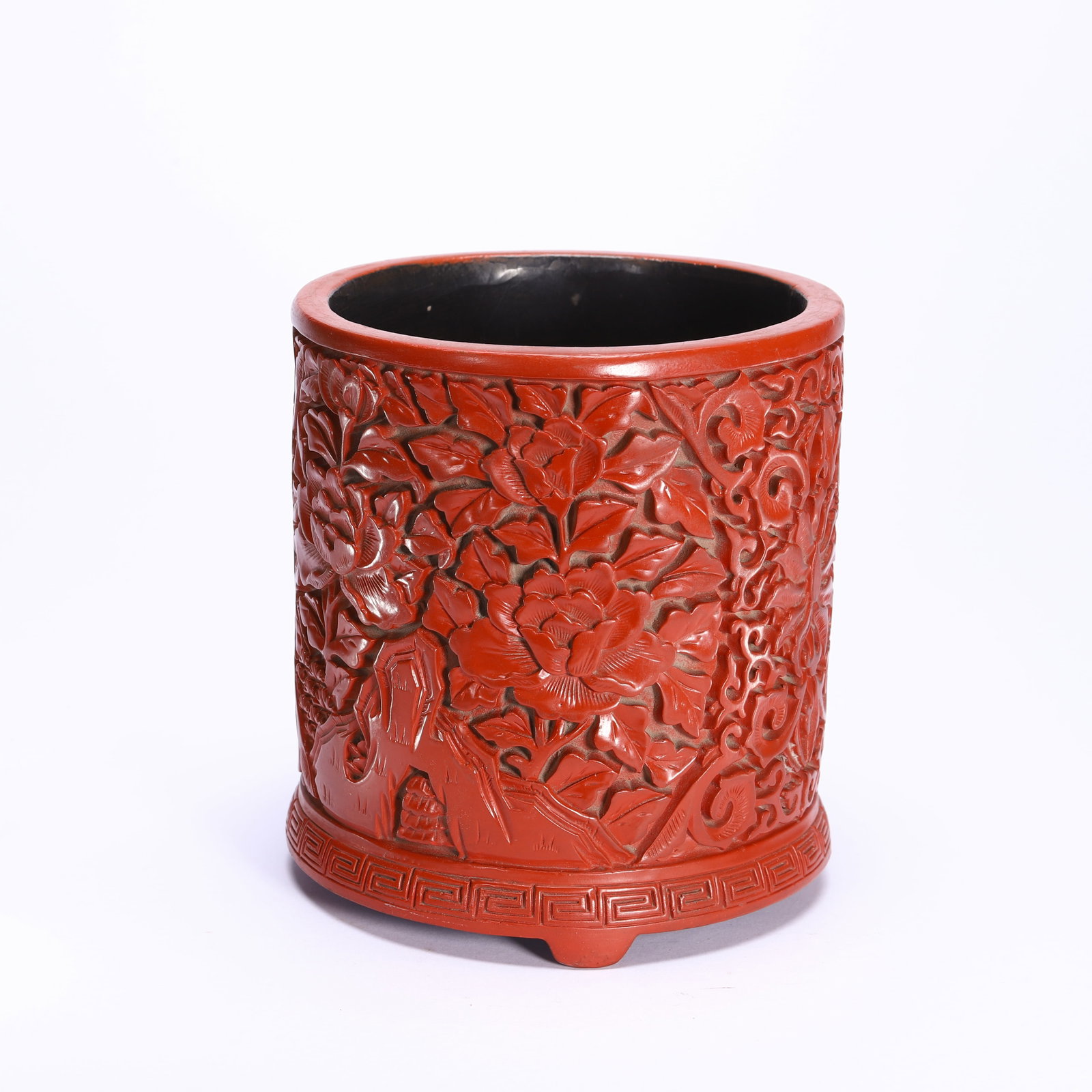Carved Red Lacquer Pen Holder - 4
