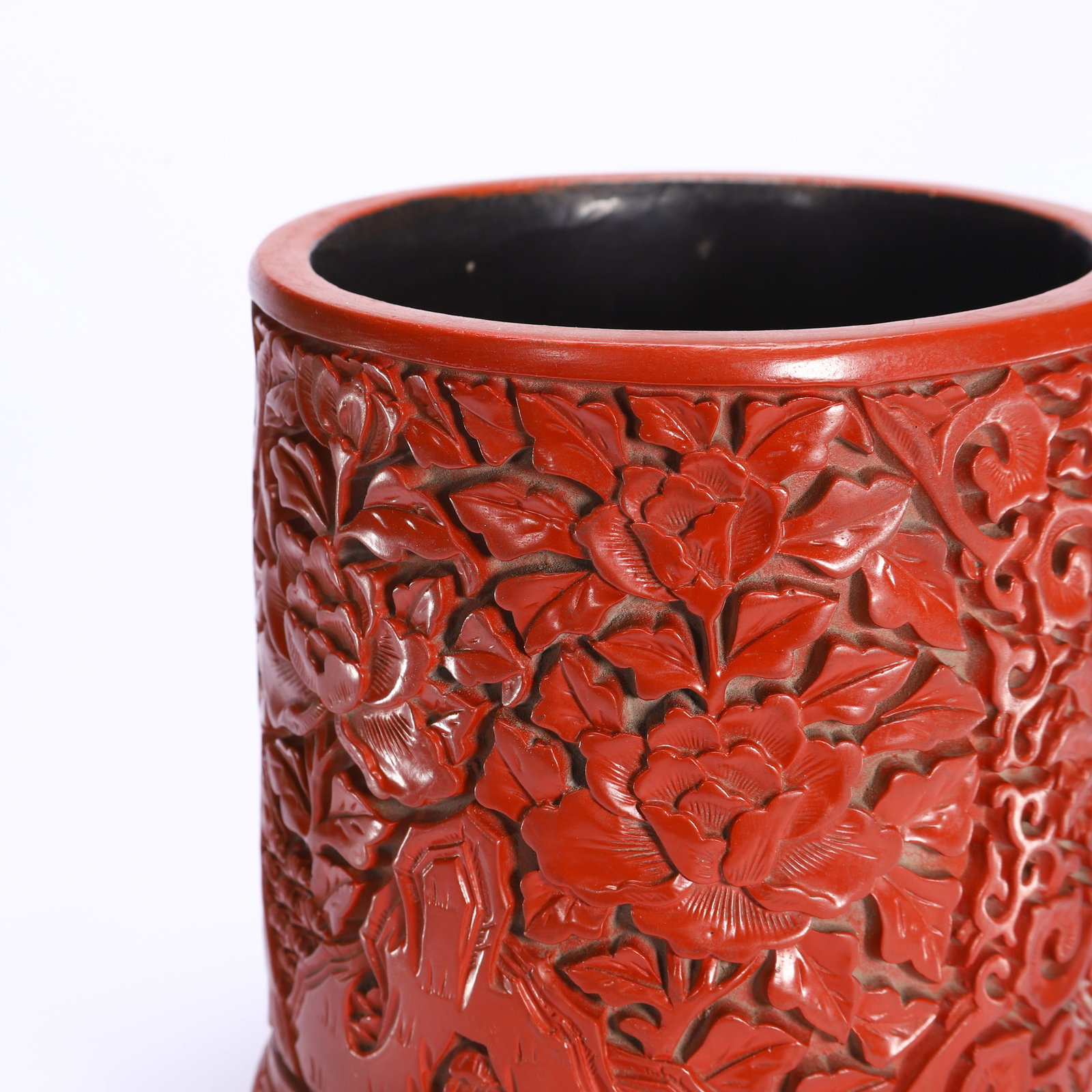 Carved Red Lacquer Pen Holder - 5