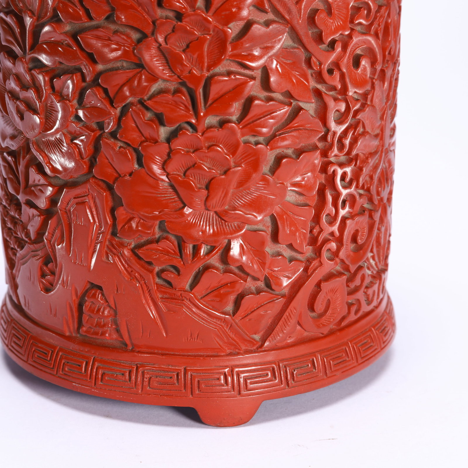 Carved Red Lacquer Pen Holder - 6