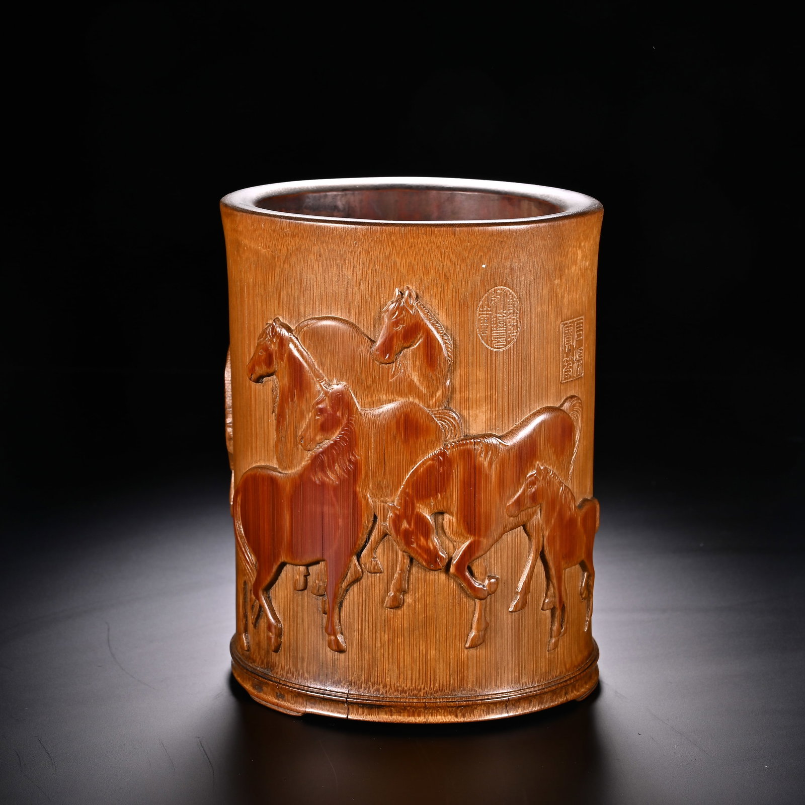 Bamboo Pen Holder: Height 13.2cm, Width 10.3cm