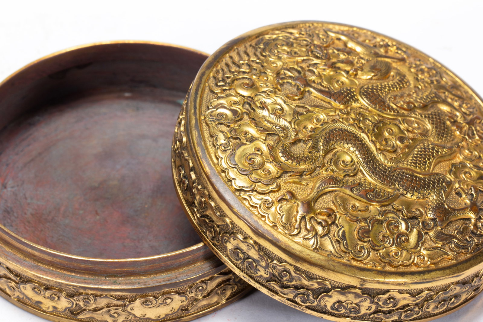 Gilded bronze dragon-patterned lid box - 4
