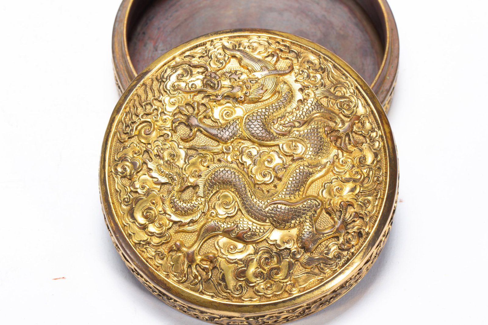 Gilded bronze dragon-patterned lid box - 5