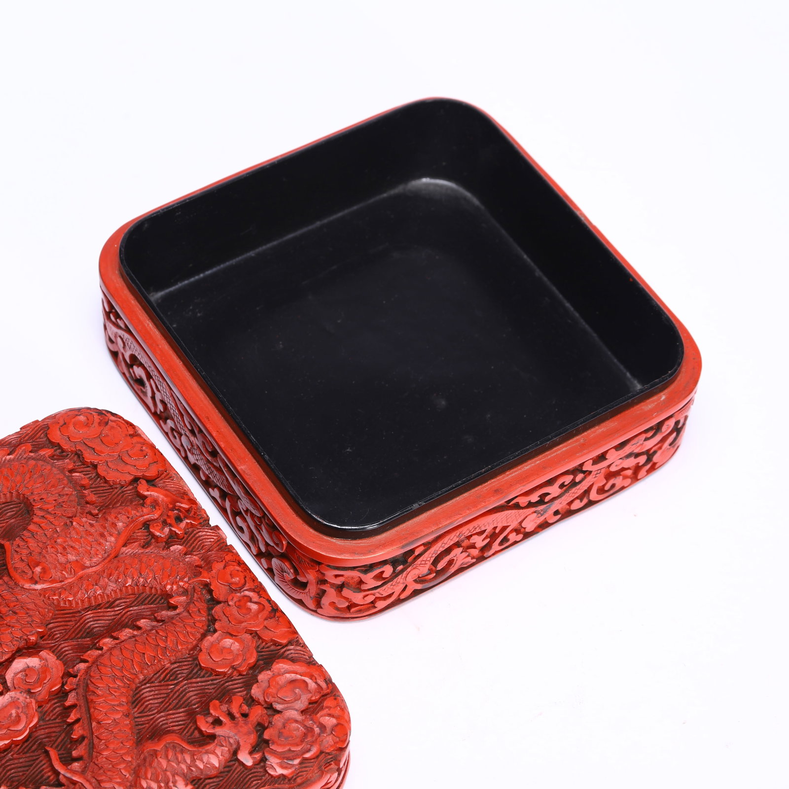 Carved Red Lacquer Dragon Pattern Box - 7