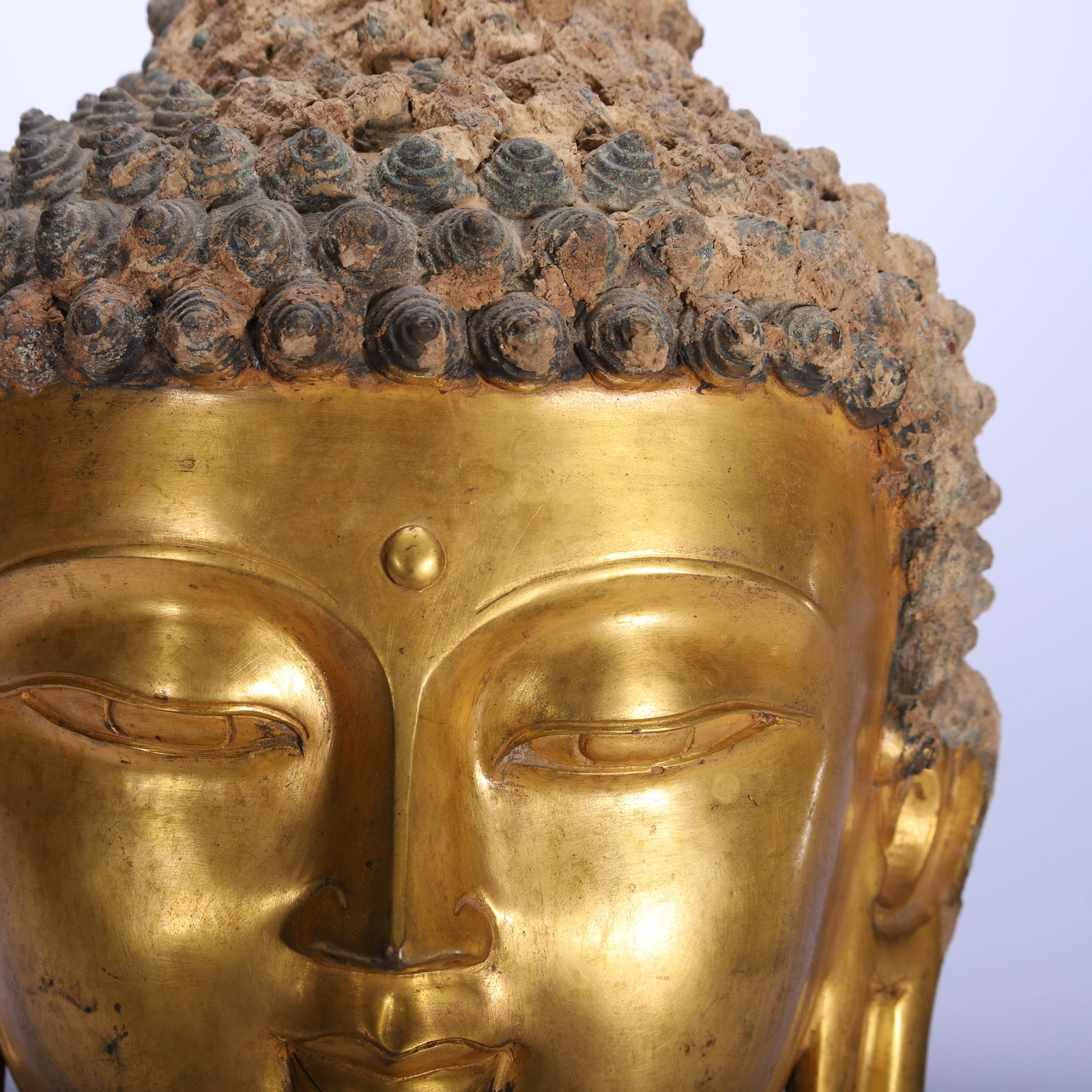 Gilded bronze Buddha head - 2