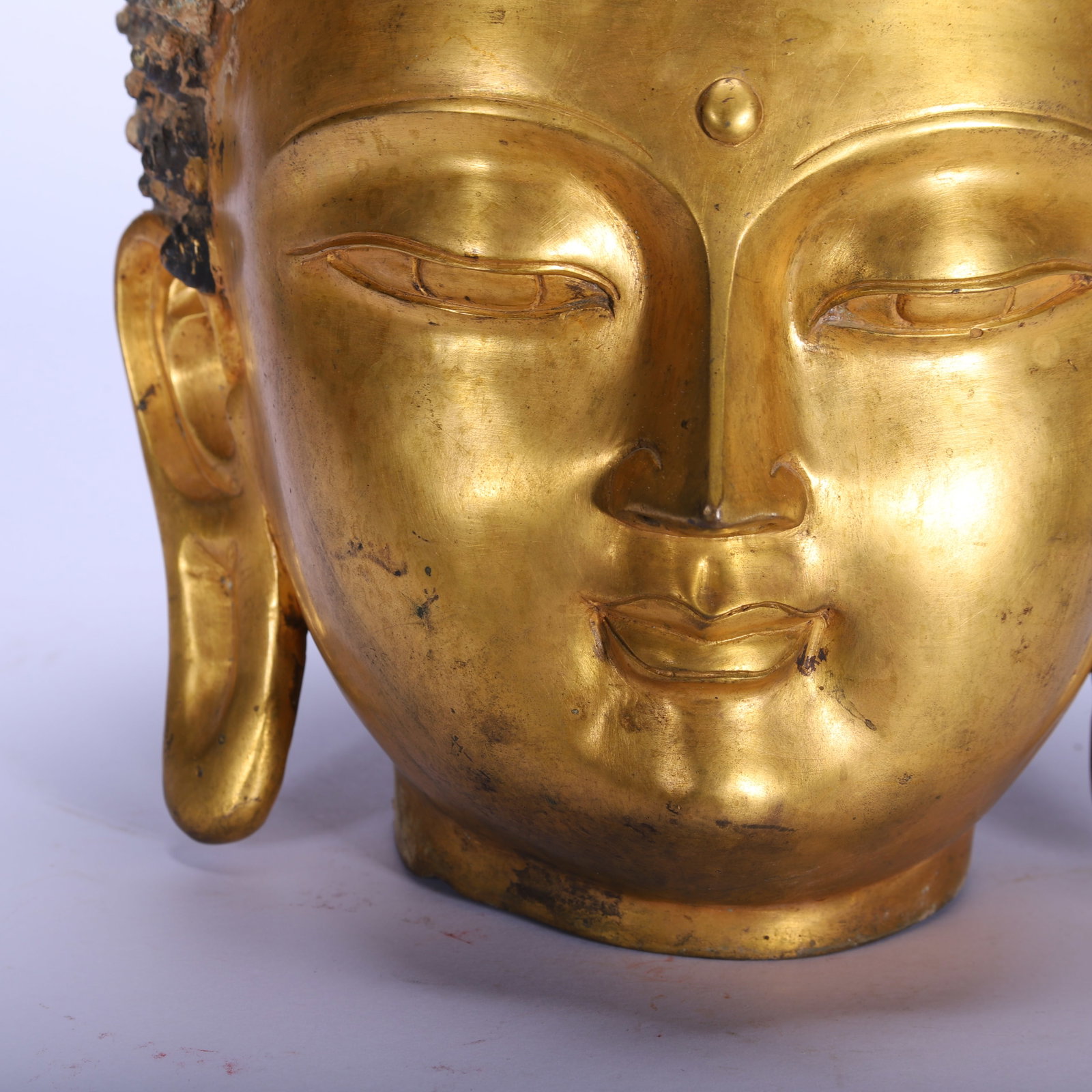 Gilded bronze Buddha head - 3