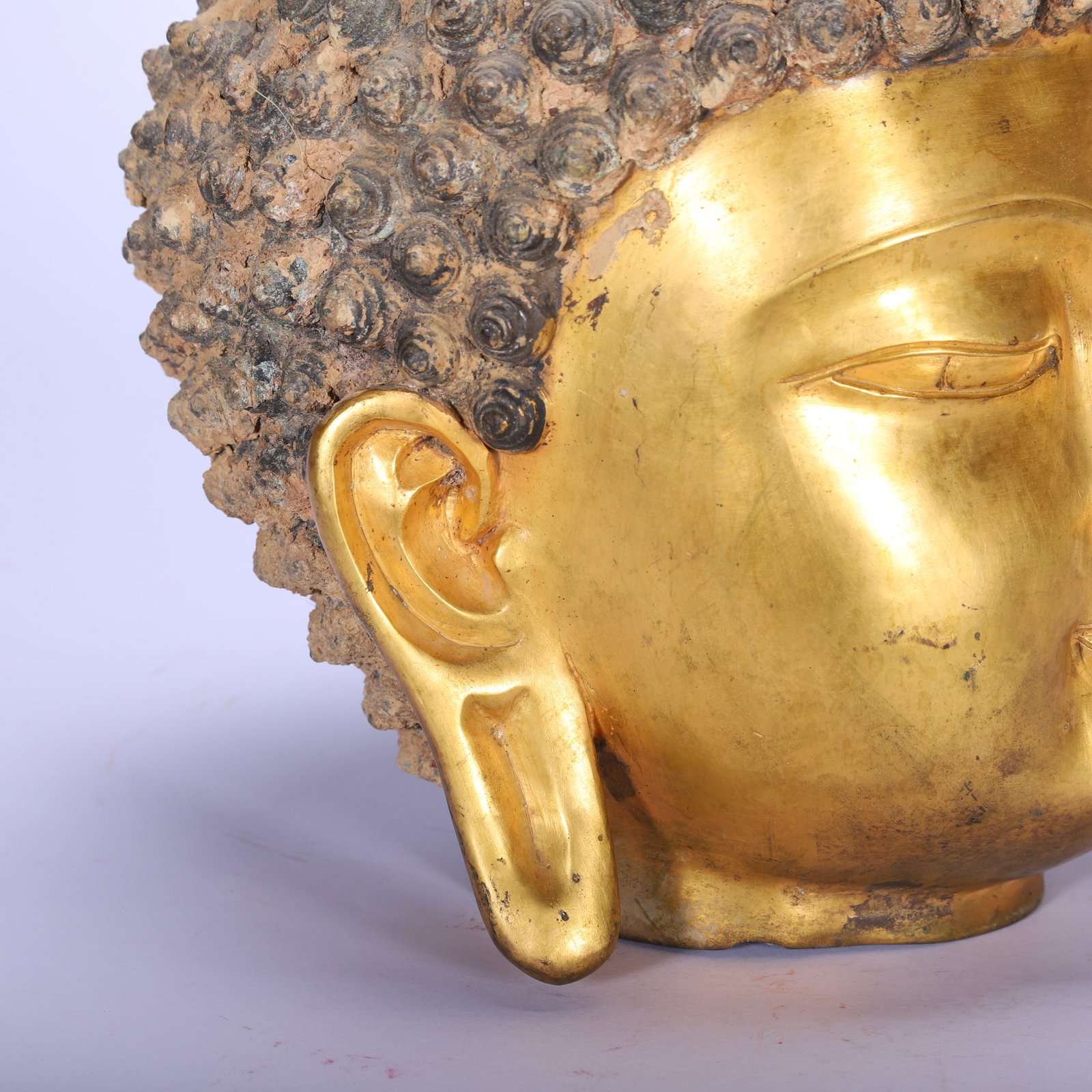 Gilded bronze Buddha head - 5