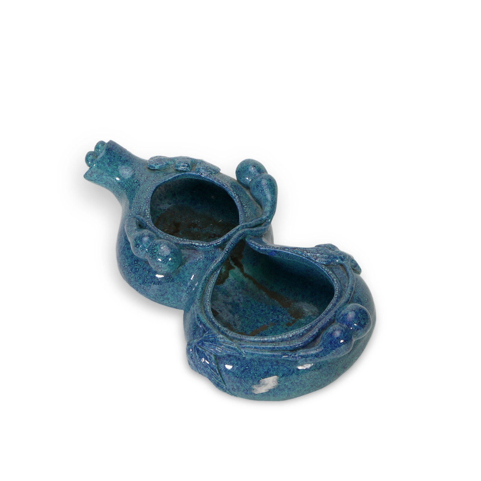 Jun-glazed gourd-shaped brush washer: 5cm high and 21cm wide