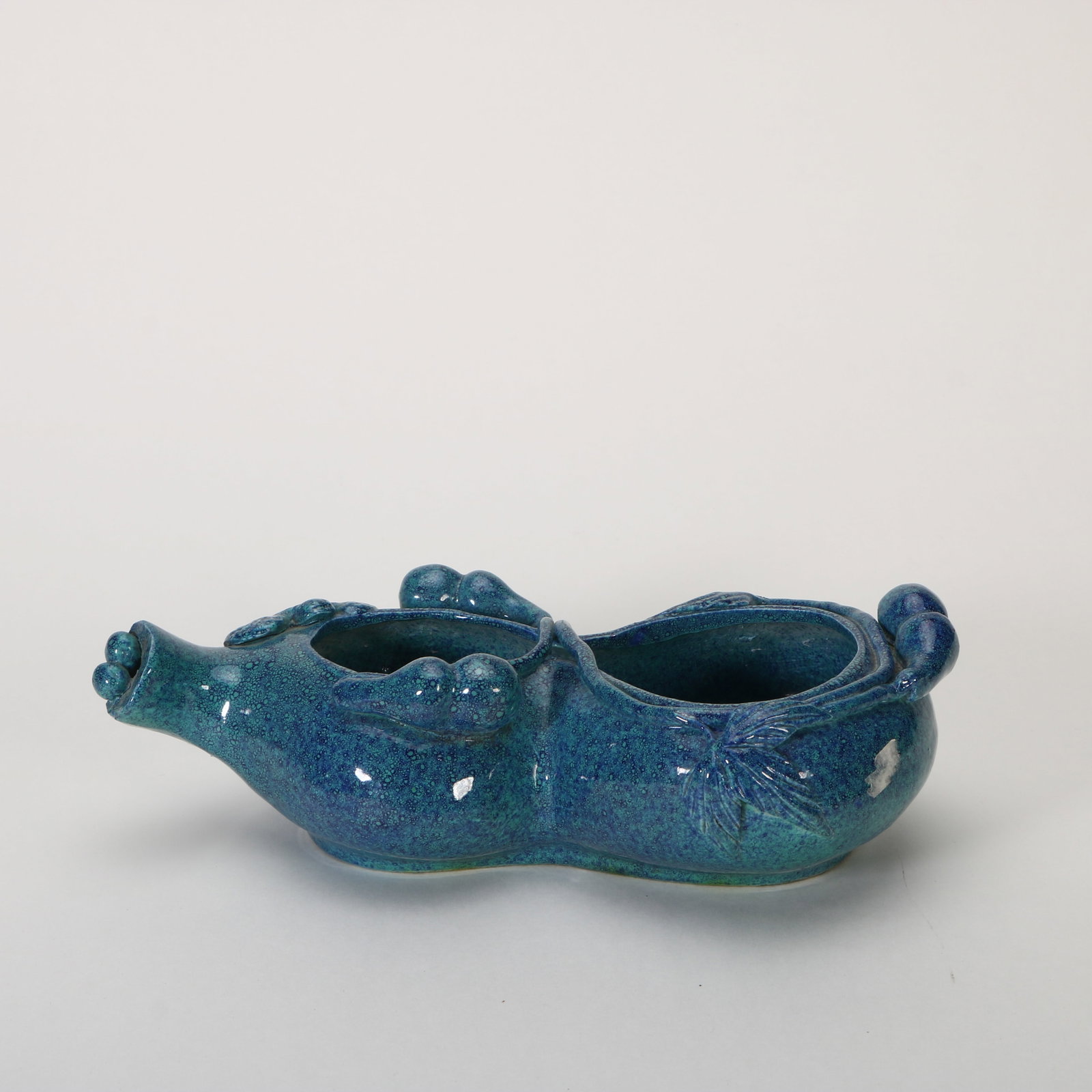 Jun-glazed gourd-shaped brush washer - 4