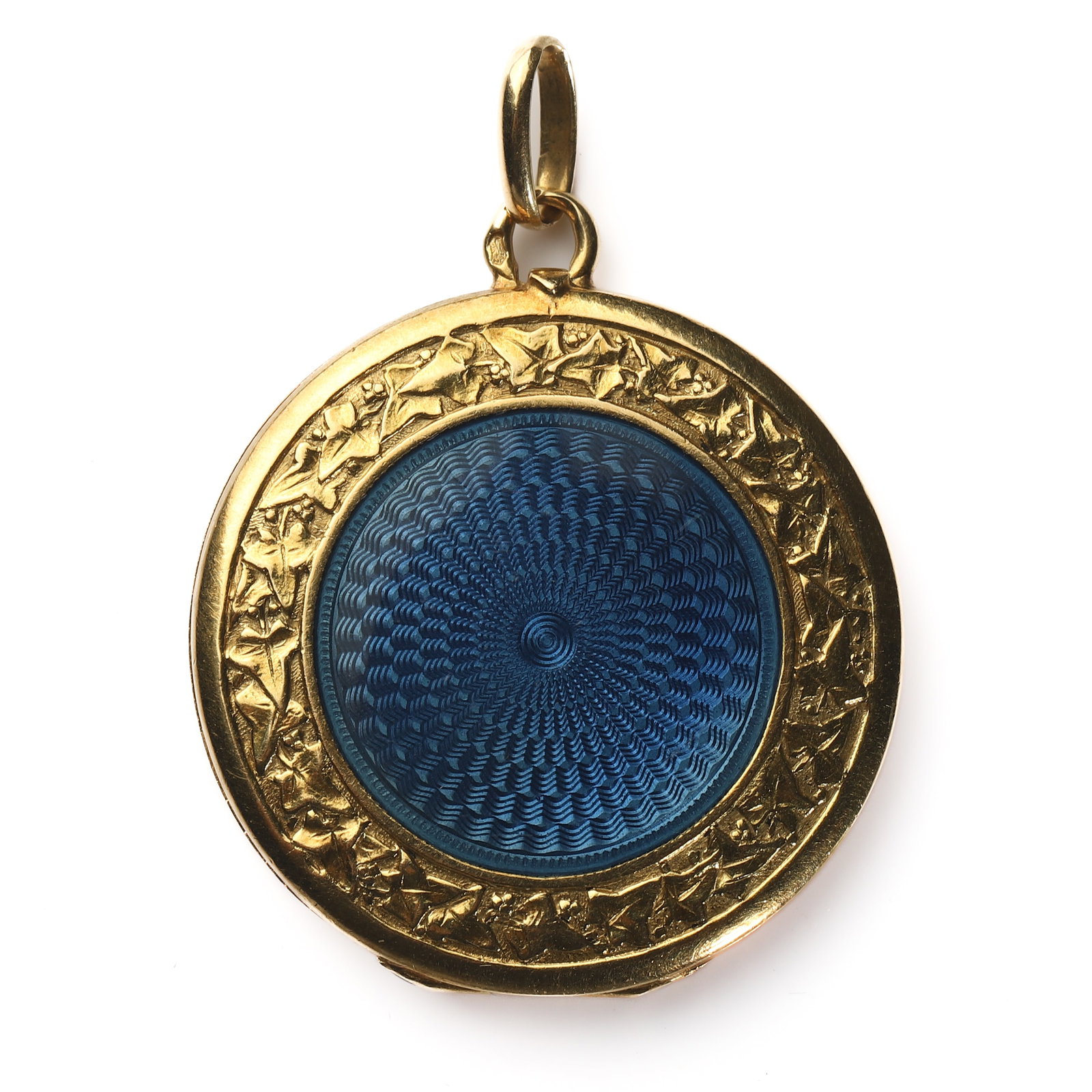 FRENCH-ART-NOUVEAU-18K-GOLD-GUILLOCHÉ-ENAMEL-BLUE-LOCKET-/-PHOTO-CASE: Dimensions Length 1 7/16 in (37 mm) Width 1 1/16 in (27 mm) Weight 6.9 g Description Art Nouveau Period (1880–1920). A refined French antique locket finely handcrafted in 18K gold, centered with