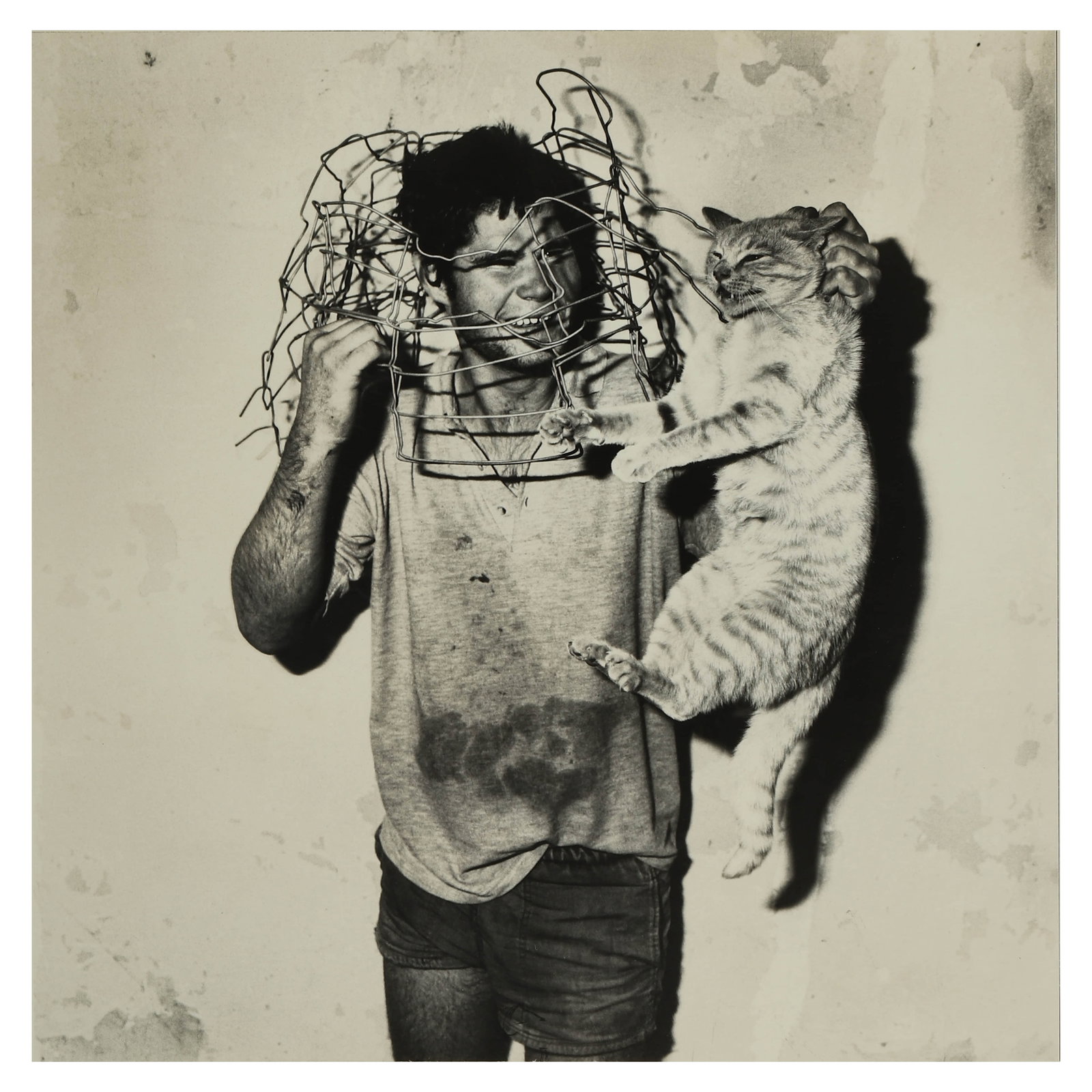 ROGER-BALLEN-(B.-1950)CAT-CATCHER: Artist ROGER BALLEN (B. 1950) Title CAT CATCHER Medium Gelatin silver print, mounted on board Signature Signed on the verso Dimensions Photograph: 14 3/16 × 14 3/16 in. (36.1 × 36.1 cm) Framed: 25