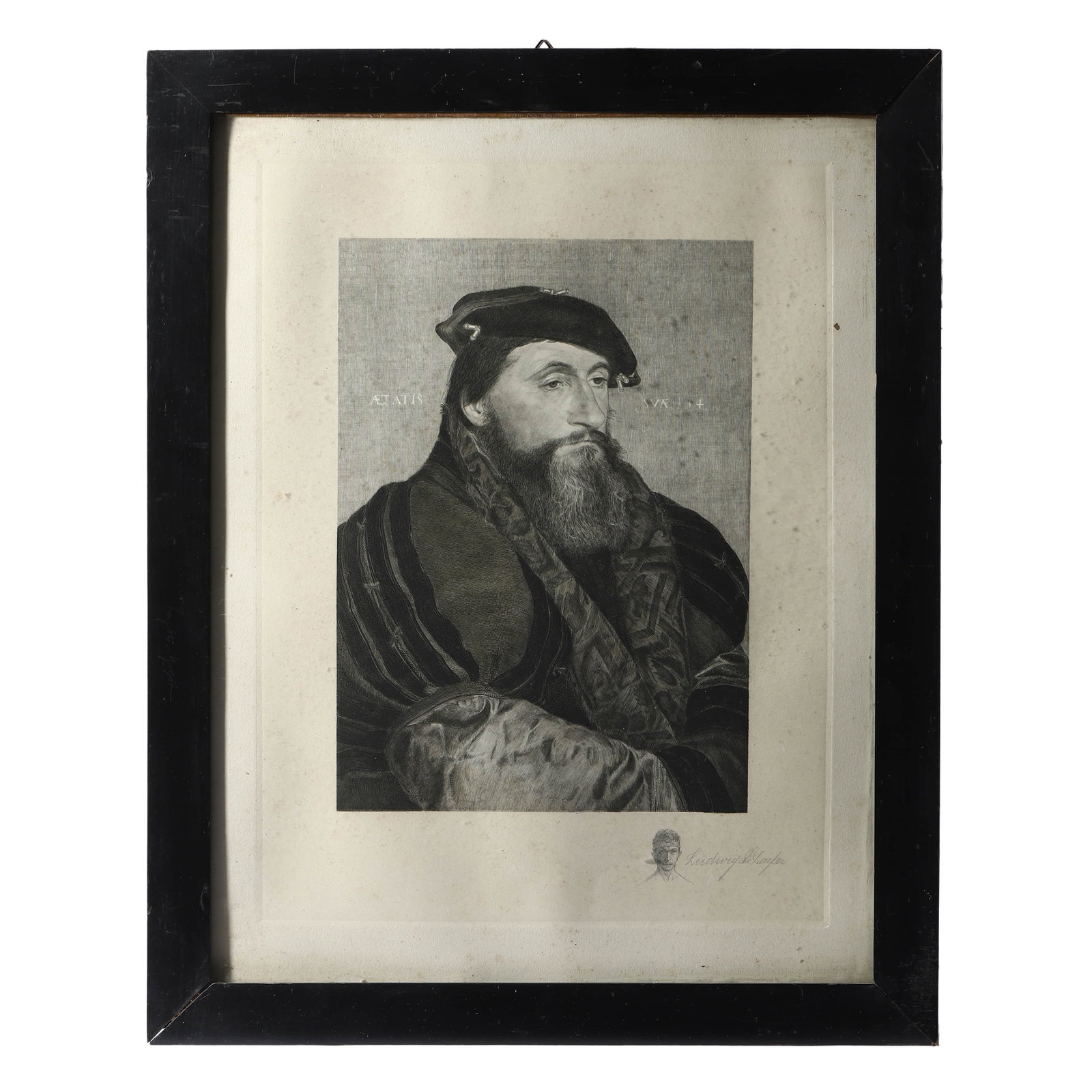 PORTRAIT-D’ANTOINE-LE-BON,-AFTER-HANS-HOLBEIN-THE-YOUNGER-(1543): PORTRAIT D’ANTOINE LE BON, AFTER HANS HOLBEIN THE YOUNGER (1543) Engraver: Ludwig Schäfer (German, 1879–1915) Medium: Etching on paper Image size: 11 3/4 × 8 1/2 in (30 × 21.5 cm) Frame size: 2