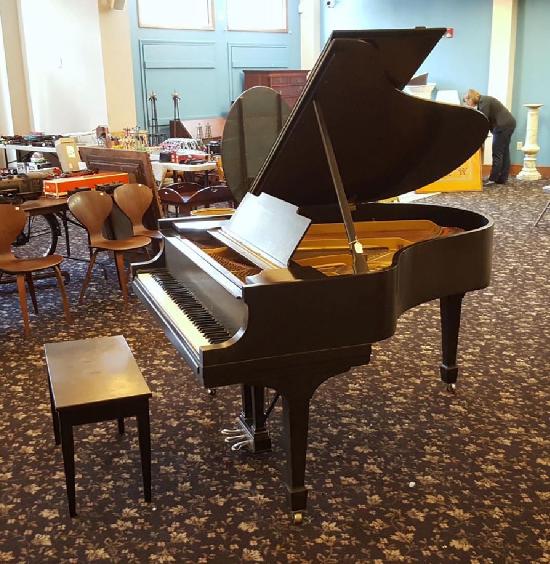 Steinway Grand Piano: Model M no serial number visible with bench 2nd quarter 20th century