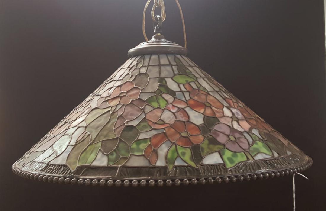 Dale Tiffany Leaded Glass Hanging Fixture: 25" diameter late 20th century