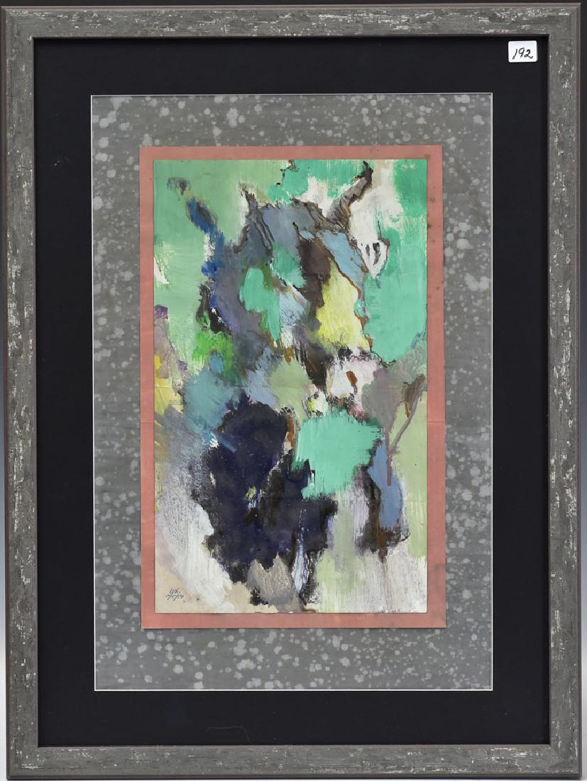 William Littlefield: Untitled 14" x 8 1/2" watercolor and gouache initialed and dated 1959 lower left with artist's address stamp verso