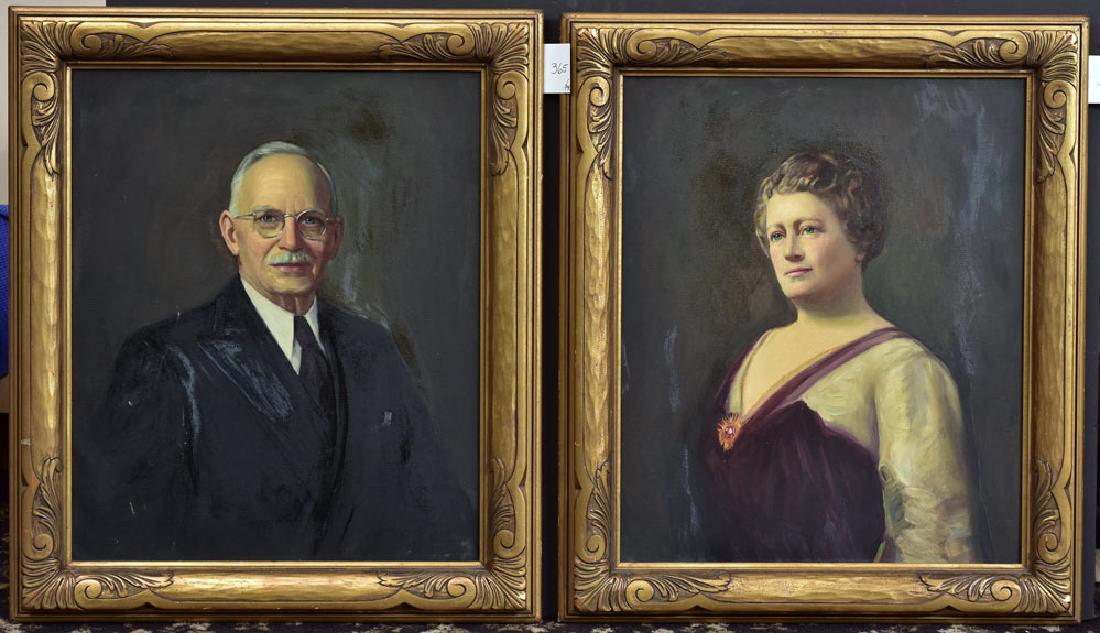 John D. Slavin: Pair of Portraits of Mr. and Mrs. Louis Herman, Esq each 30" x 25" oil on canvas signed and dated 1938 verso